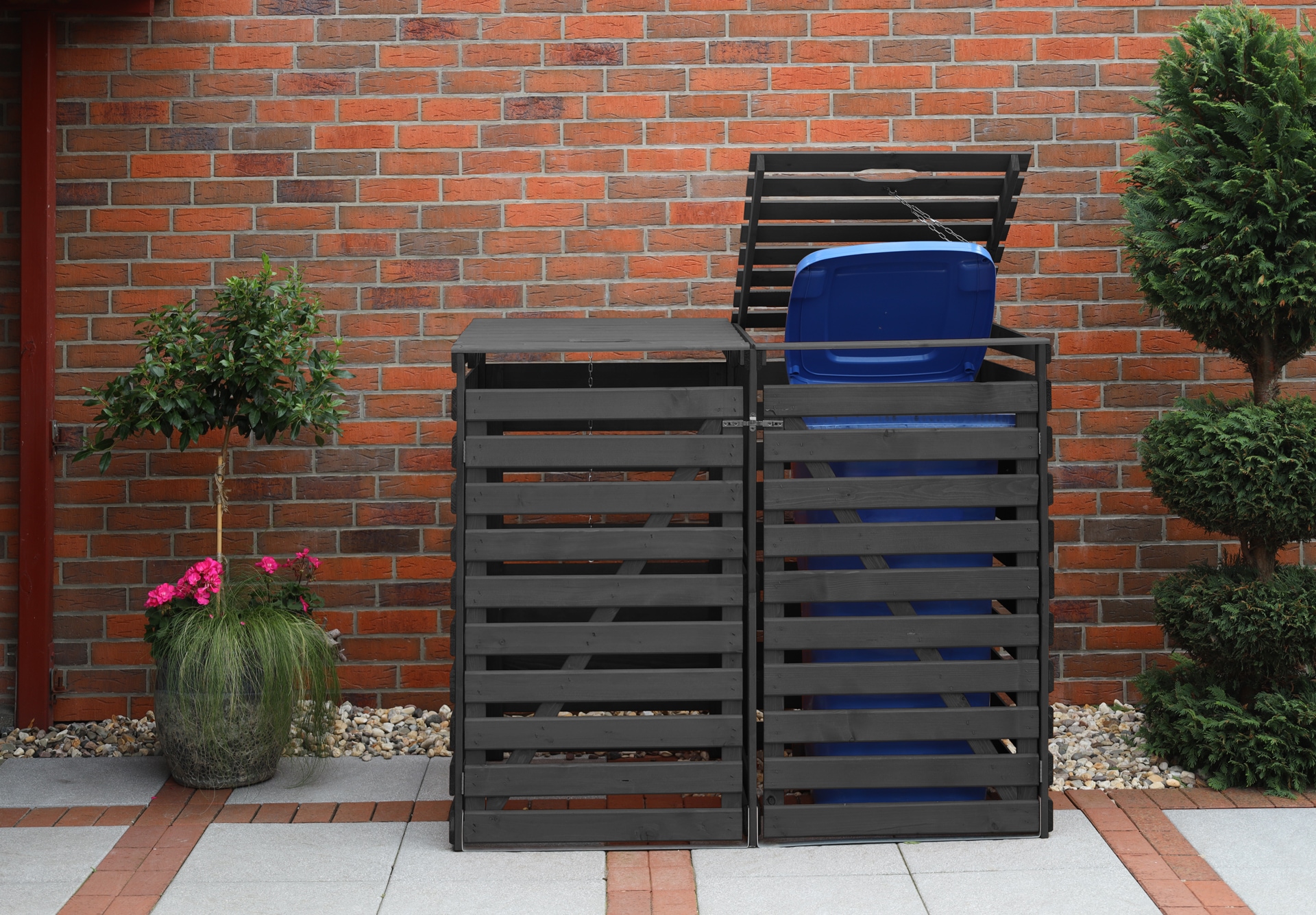 promadino Coffre à poubelles »Vario V« pour 2 x 240 l, anthracite