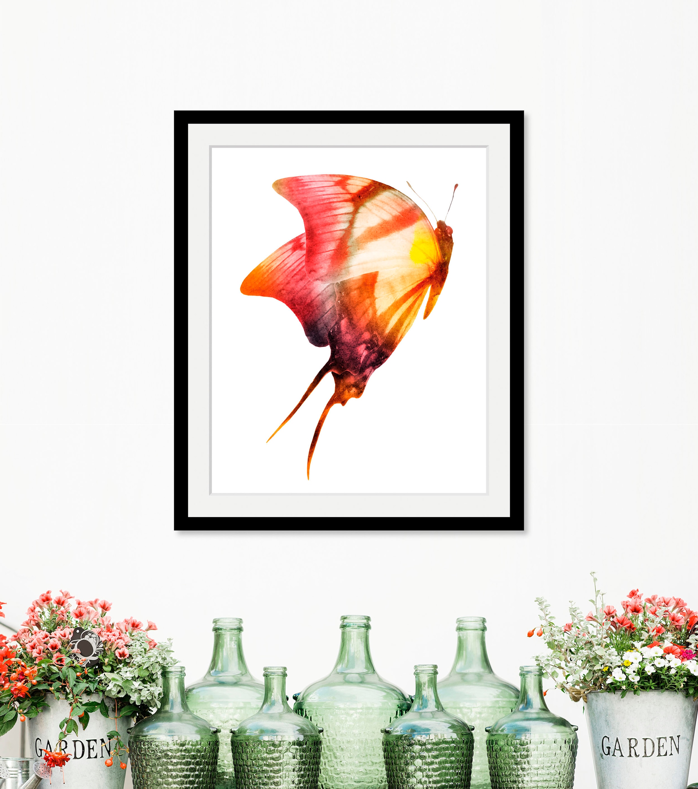 Image of queence Bild "Darleen" Insekten Kunst Schmetterlinge 1 Stk. tlg. HD Premium Poster-Druck inkl. Holzrahmen