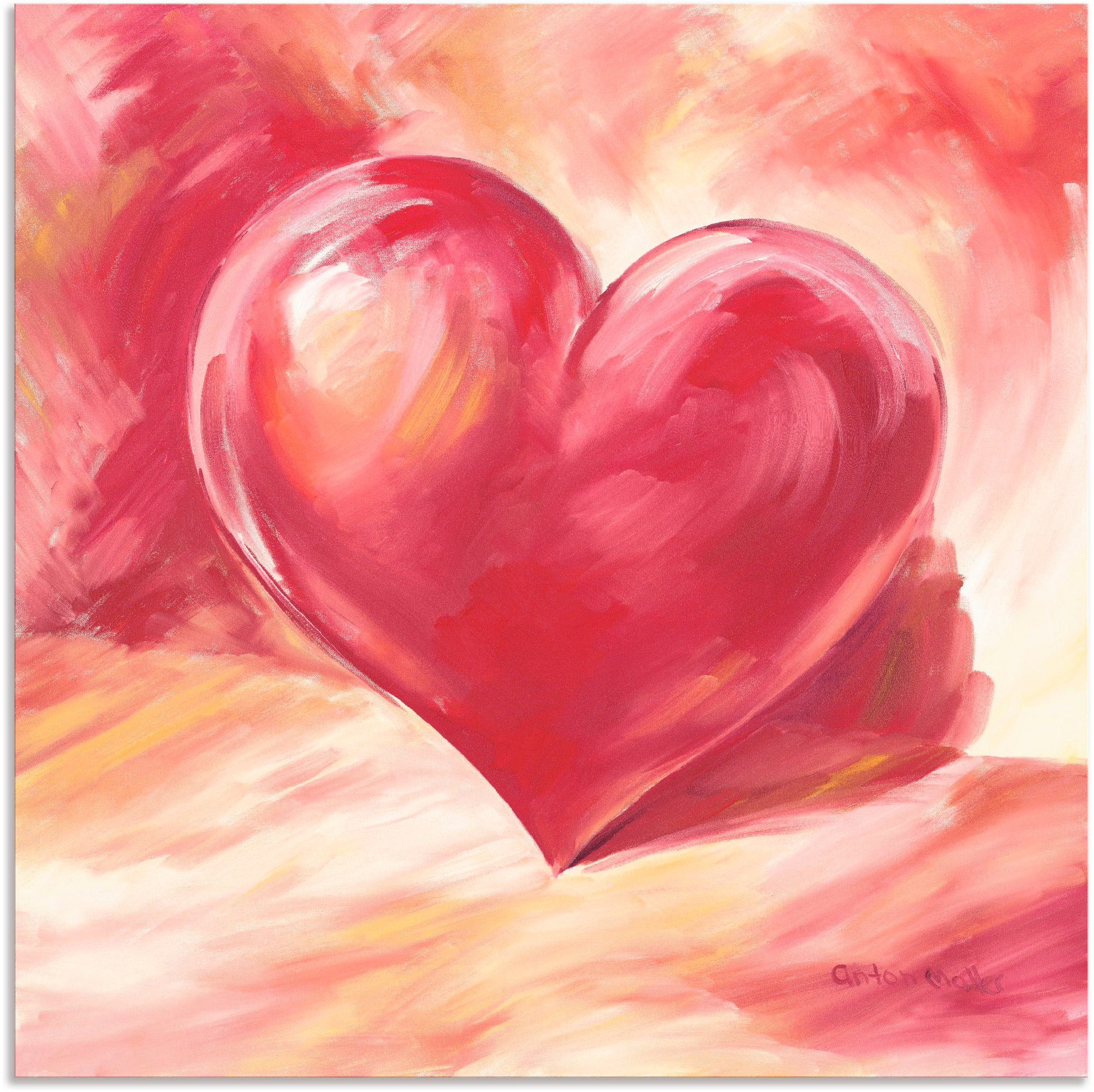 Artland Wandbild »Rosa/rotes Herz«, Herzen, (1 St.), als Alubild, Outdoorbild, Leinwandbild, Poster, Wandaufkleber