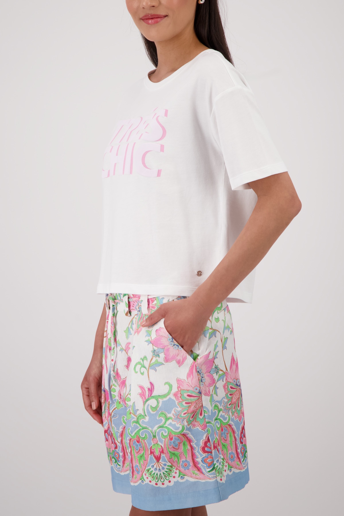 Monari Shirt à col rond »Shirt Schrift« avec impression de lettres