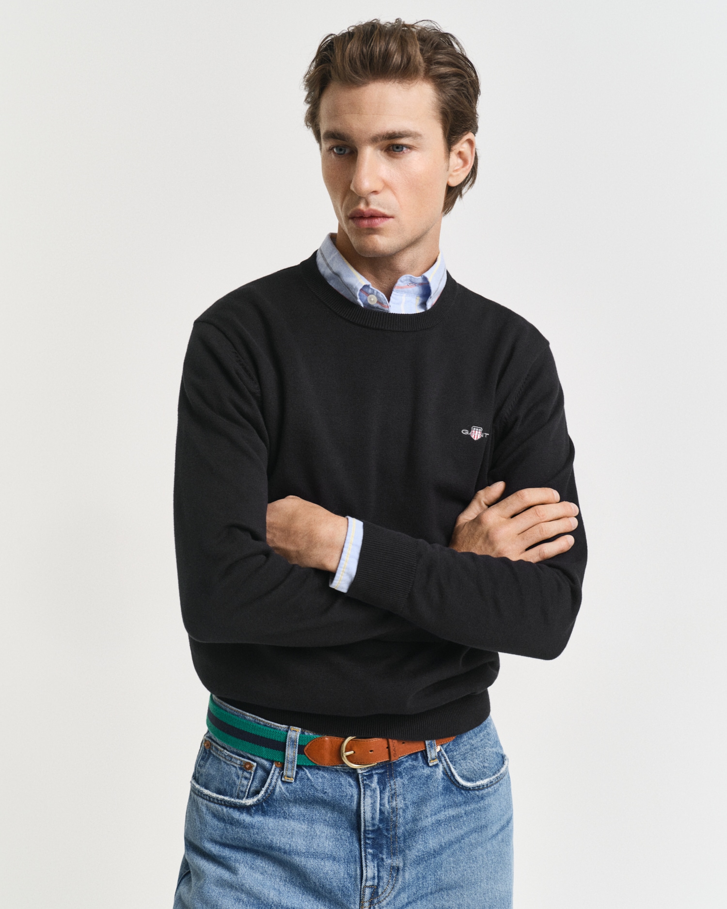 Image of Gant Rundhalspullover "CLASSIC COTTON C-NECK" Premium Strickpullver aus weicher 100% Baumwolle, Übergangspullover