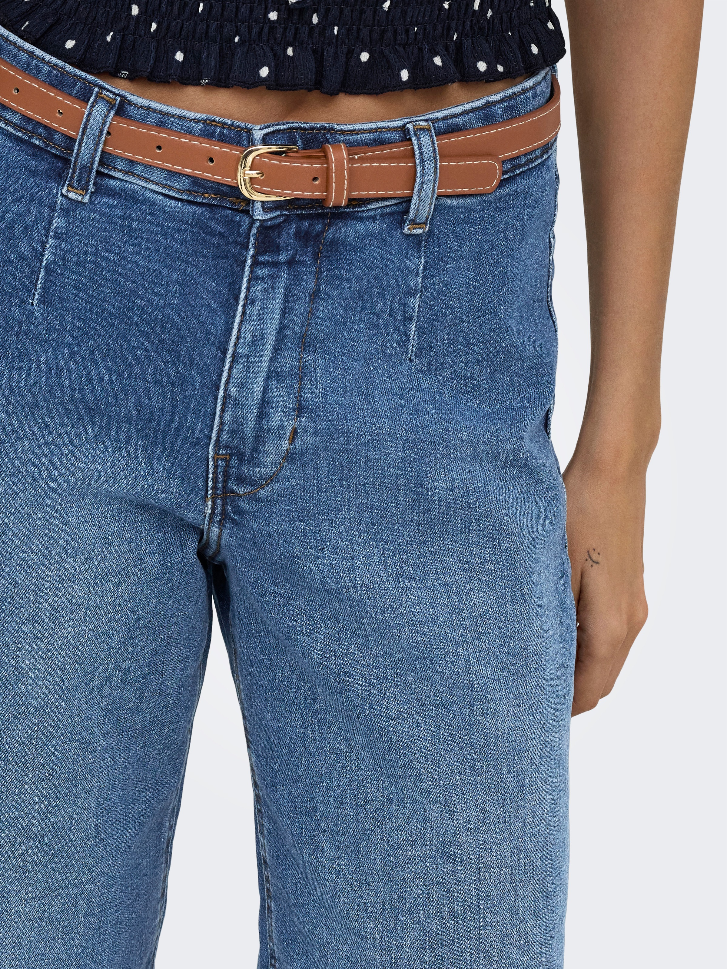 ONLY Jeans taille haute »ONLMADISON HW WIDE BELT DNM TAI635« mélange de coton