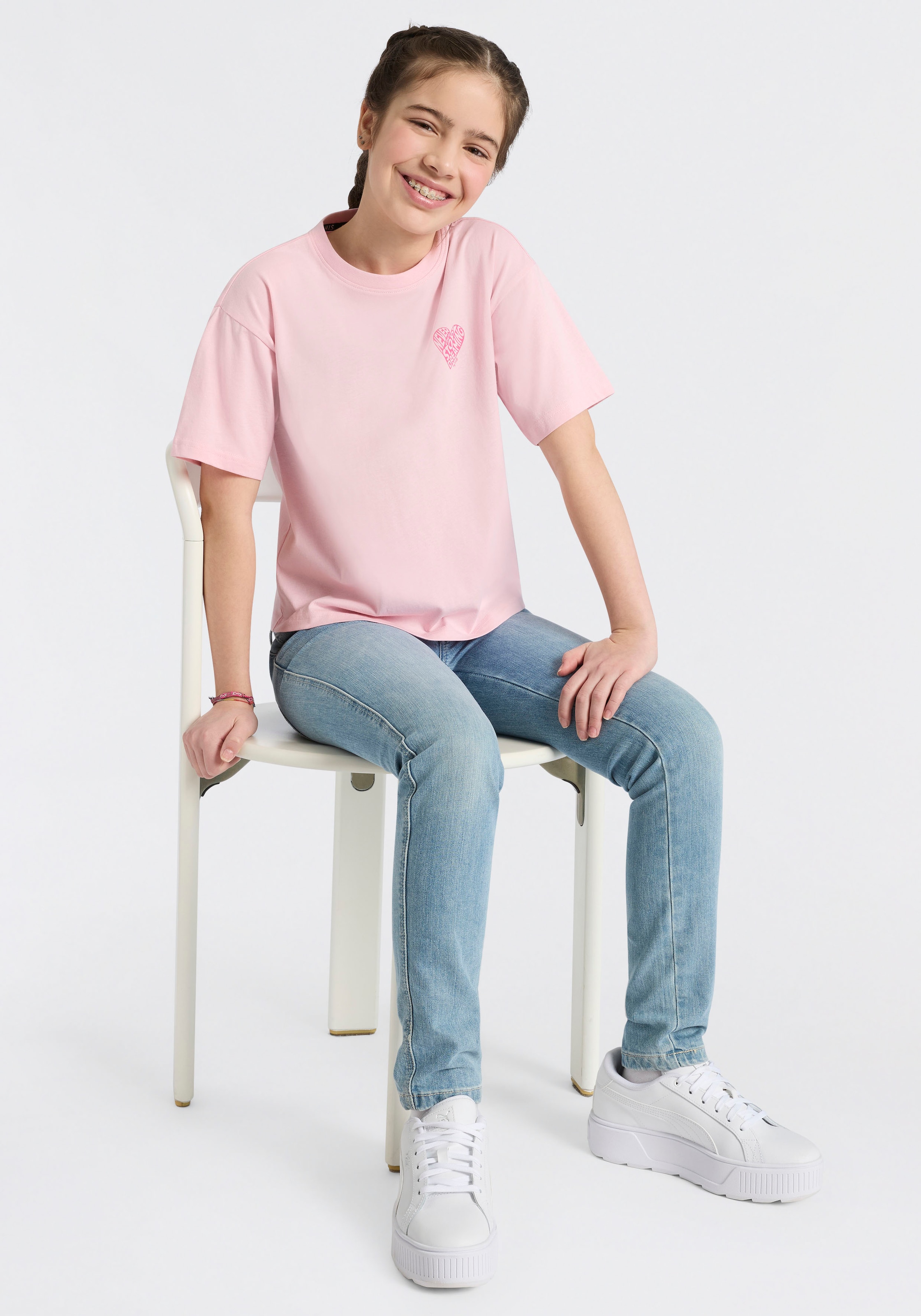 H.I.S T-shirt »2er Pack H.I.S Shirts mit Rückenprint für Mädchen« Paquet, 2, 2 pièces für Mädchen, lässige Passform, kurze Ärmel, mit Logodruck