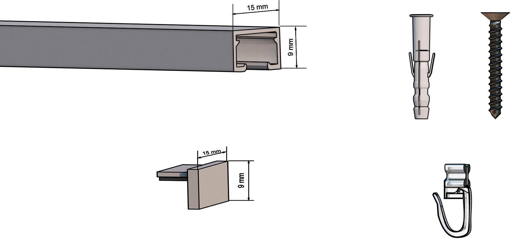 indeko Schienensystem »Objektschiene«, 1 läufig-läufig, Wunschmasslänge, Innenlauf Gardinenschiene, Komplett-Set inkl. Gleitern&Montagematerial