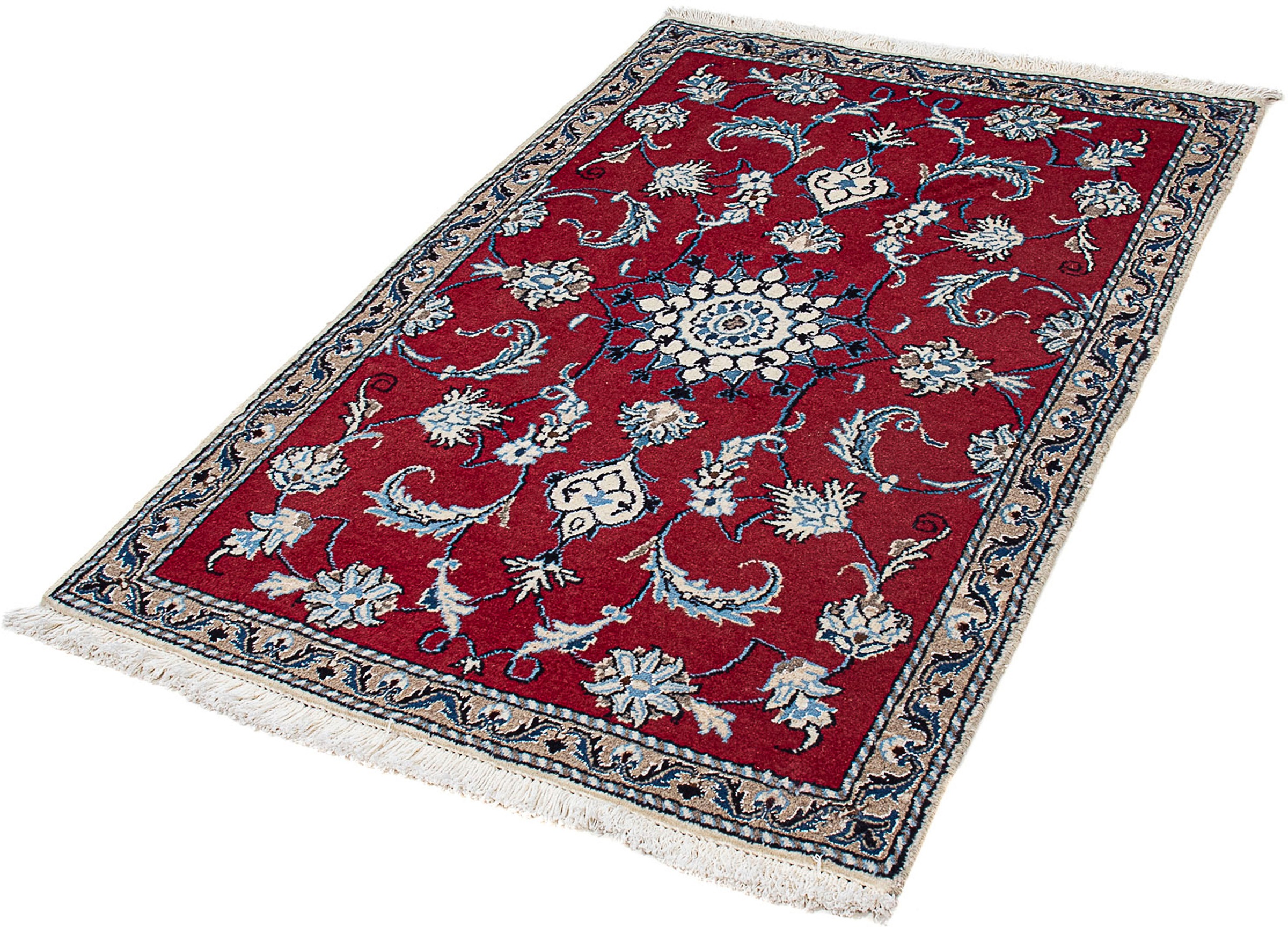 Image of morgenland Orientteppich »Perser - Nain - 135 x 88 cm - dunkelrot«, rechteckig, 10 mm Höhe, Wohnzimmer, Handgeknüpft, Einzelstück mit Zertifikat bei Ackermann Versand Schweiz