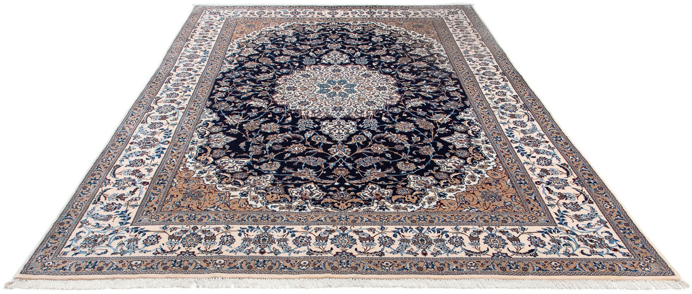 Image of morgenland Orientteppich »Perser - Nain - Premium - 346 x 246 cm - beige«, rechteckig, 6 mm Höhe, Wohnzimmer, Handgeknüpft, Einzelstück mit Zertifikat bei Ackermann Versand Schweiz