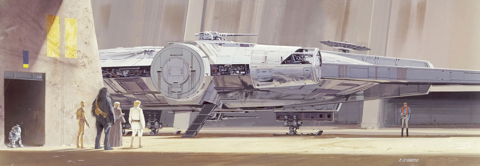 Image of Komar Fototapete "STAR WARS Classic RMQ Millennium Falcon - Grösse 368 x 127 cm" bedruckt glatt Kinderzimmer