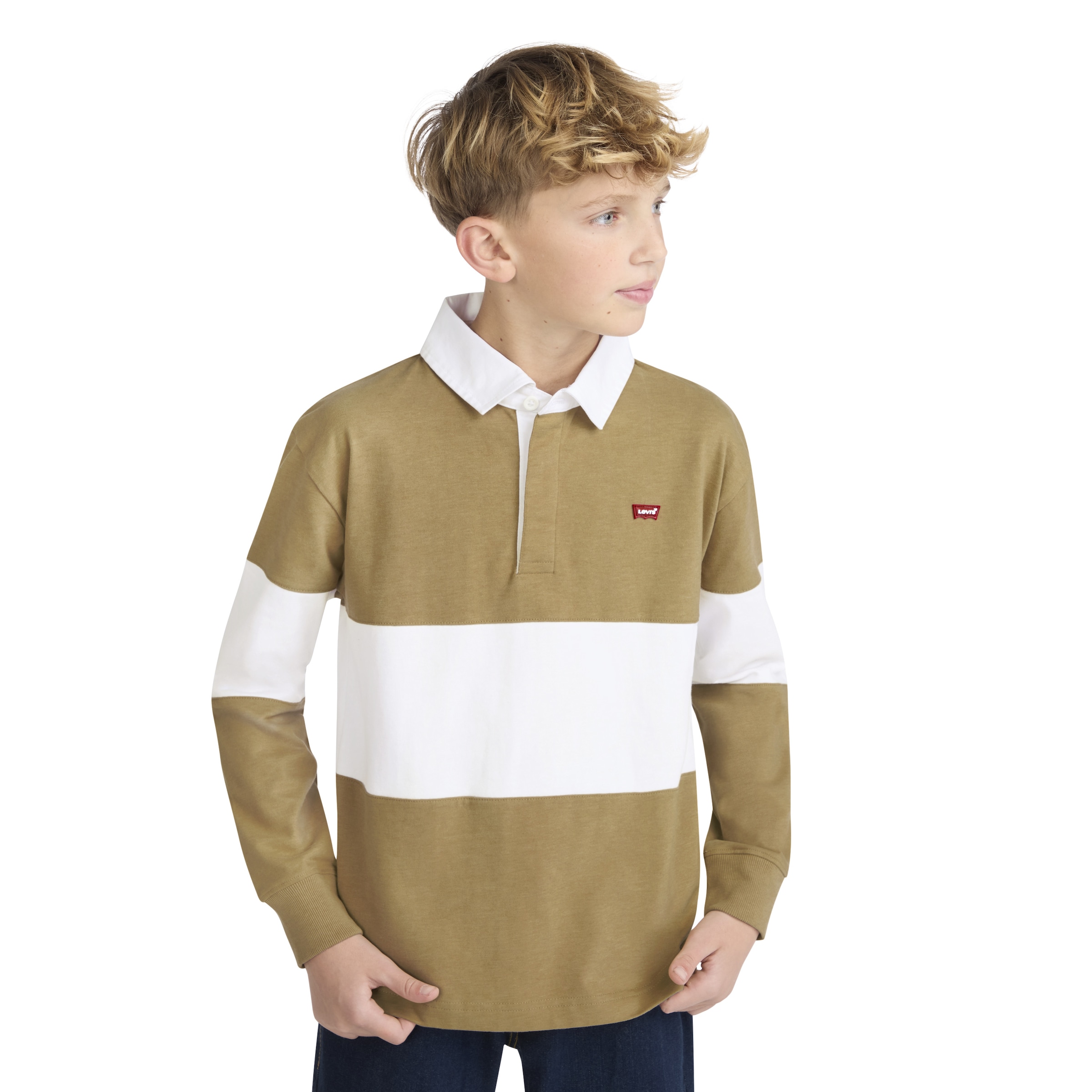 Image of Levis Kids Langarmshirt "LVB TIMELESS RUGBY POLO" for Boys, mit Polokragen und Colorblocking