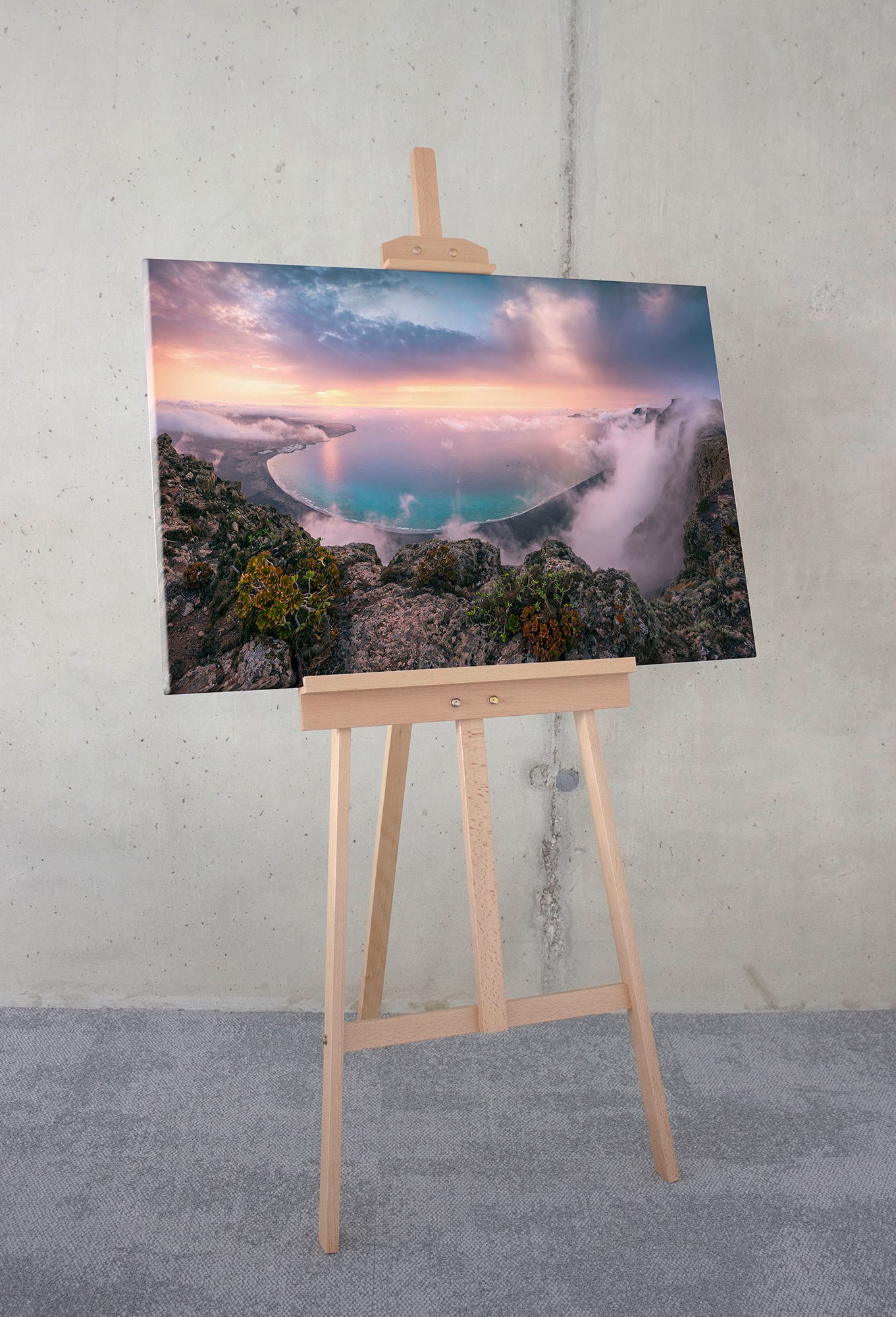Komar Leinwandbild »Coastal Paradise - Grösse 90 x 60 cm«, Baum-Blätter-Natur-Berge-Blumen-Foto-Jahreszeiten-Landschaft-Meer-Strand-Palmen, (Packung, 1 St.), Keilrahmenbild mi Echtholzrahmen