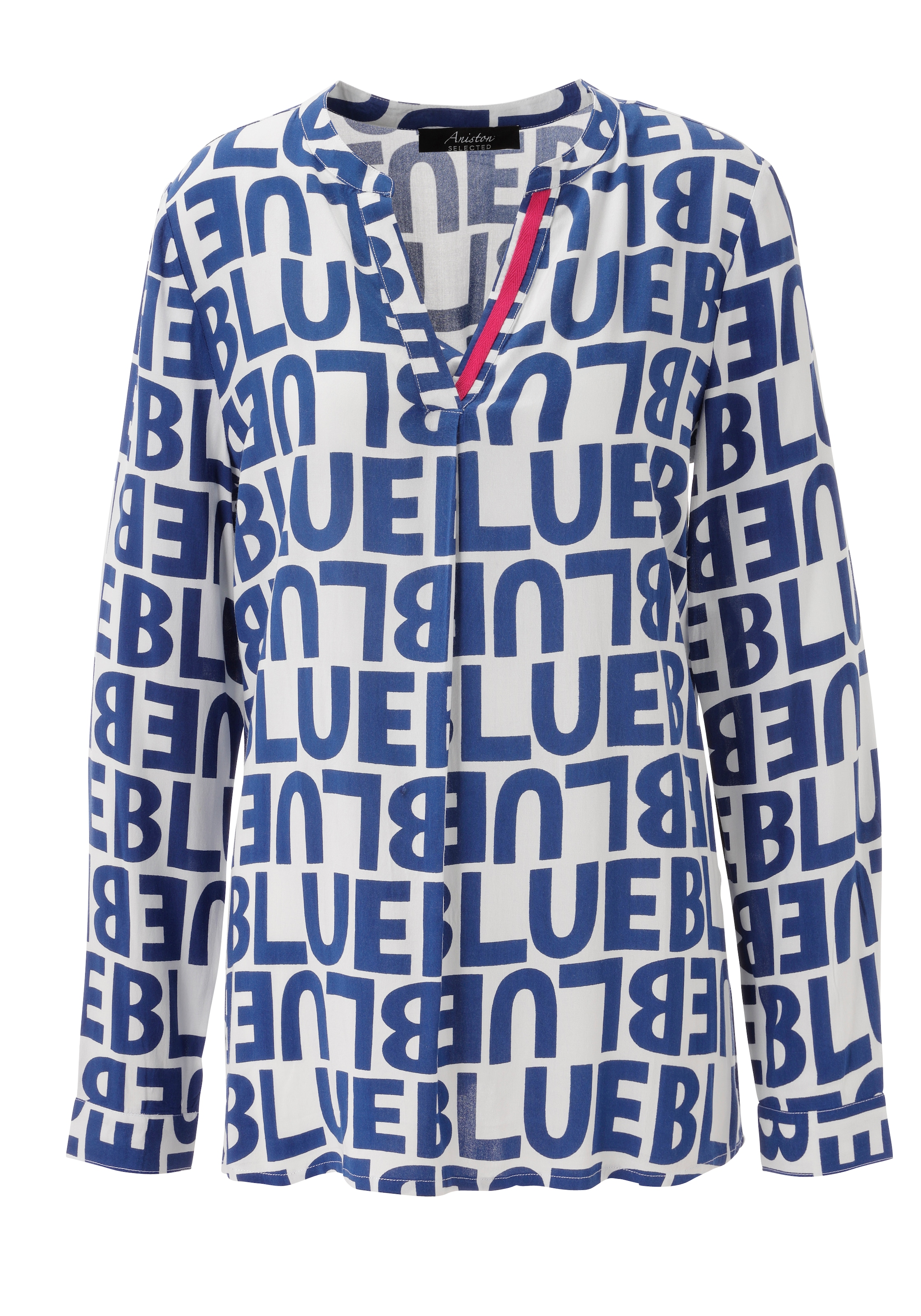 Aniston SELECTED Schlupfbluse mit raffinierten und trendigen Buchstabenverlauf - NEUE KOLLEKTION