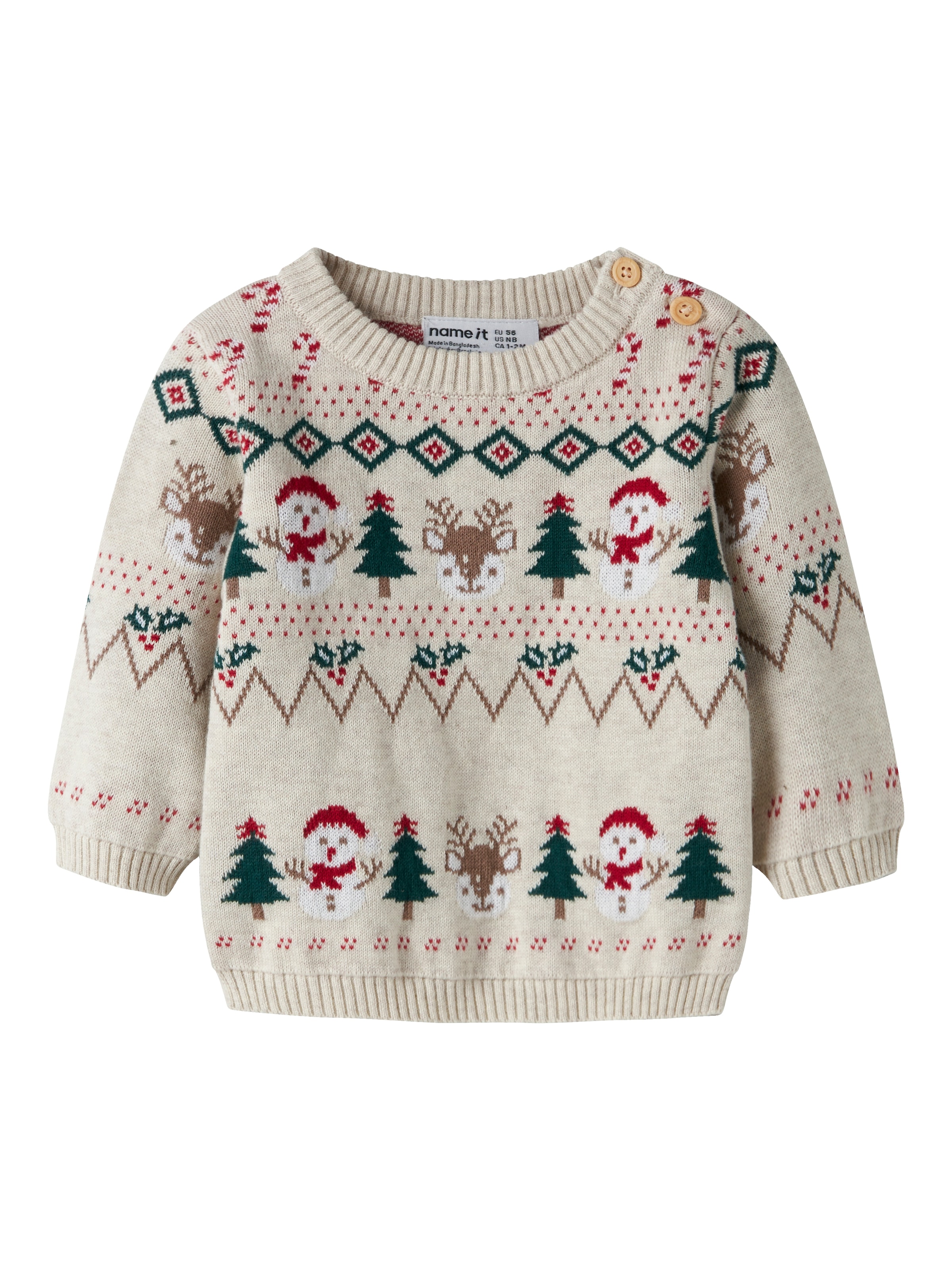 Image of Name It Weihnachtspullover "NBNRALKO LS KNIT" Weihnachten, Baumwolle, regular fit