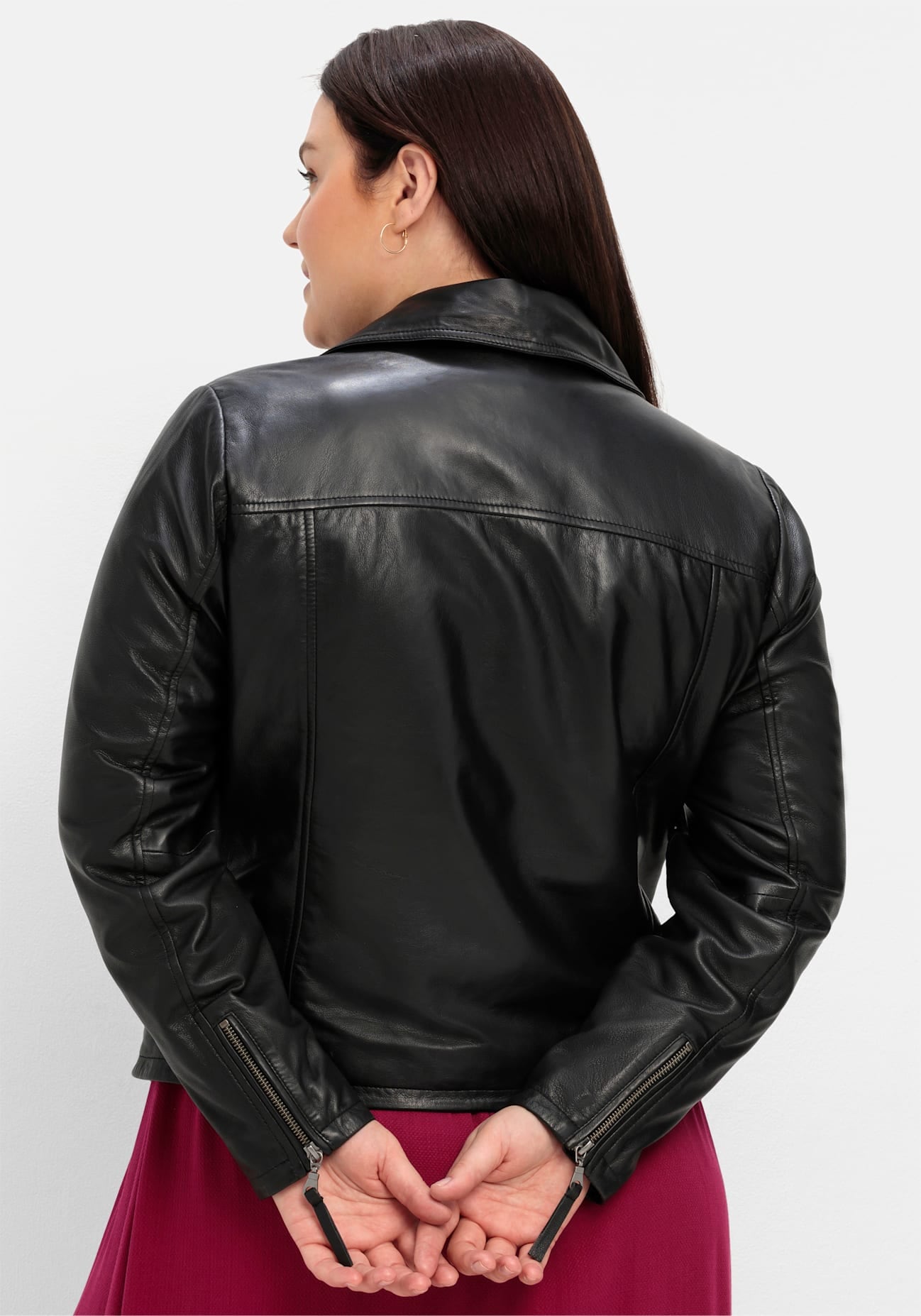 Sheego Lederjacke, ohne Kapuze