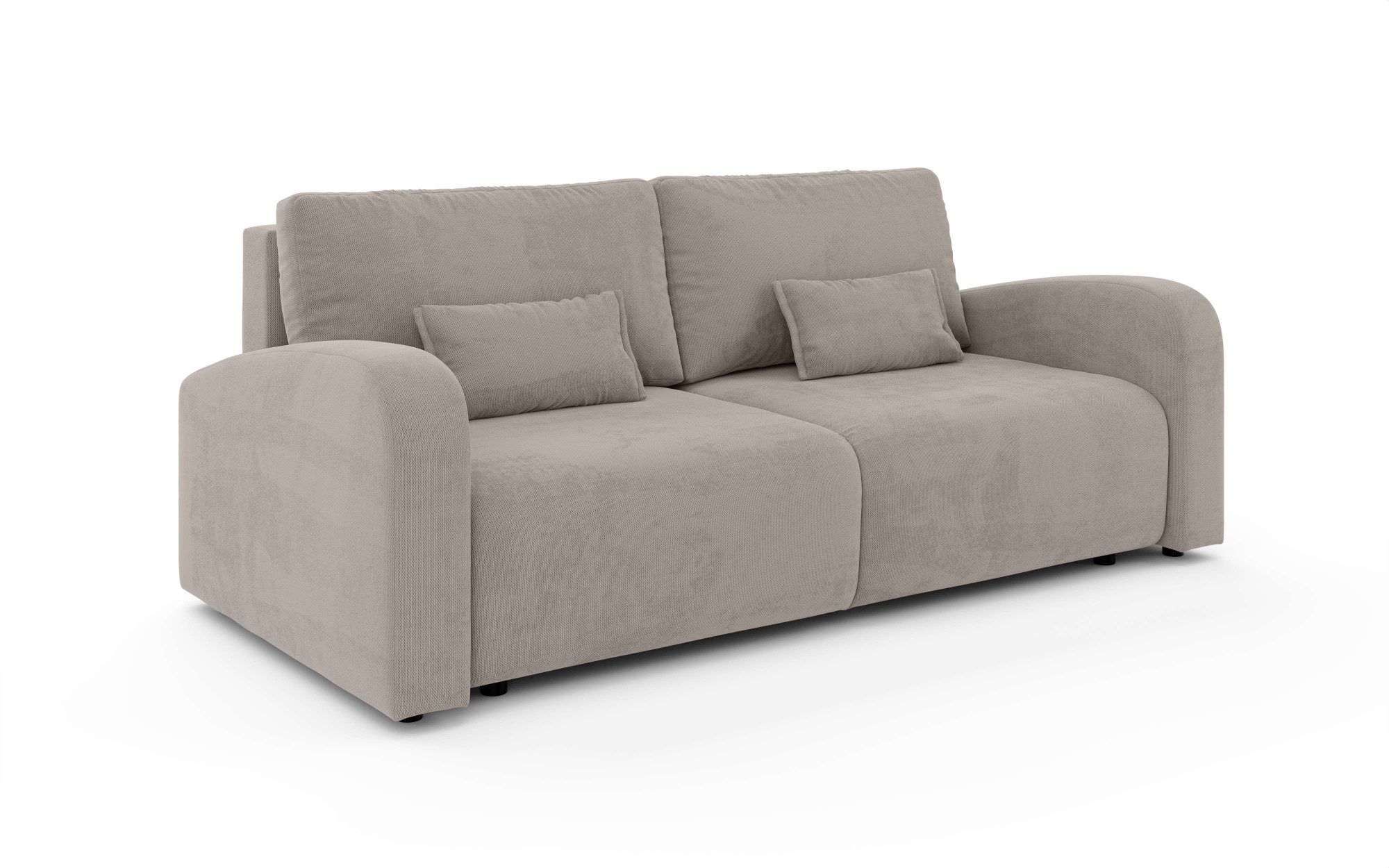 INOSIGN 3-Sitzer »JIGGS wahlweise Schlafsofa mit Bettkasten, Masse B/H/T: 228/96/110 cm«, Sofa mit Wellenunterfederung, enthält 2 Rückenkissen und 2 Zierkissen