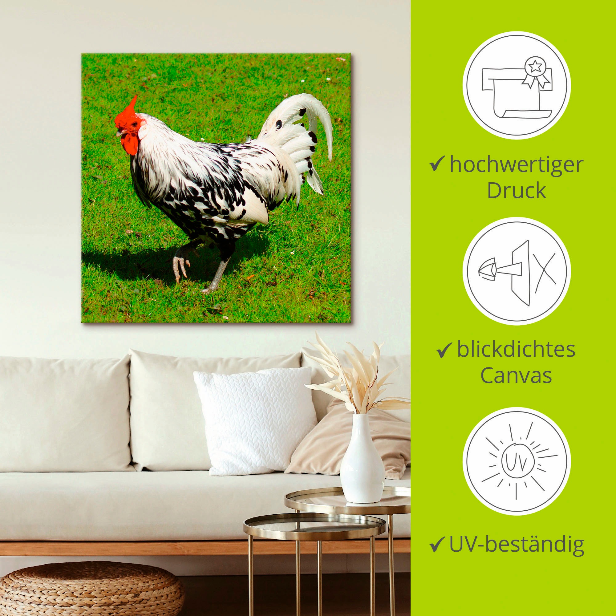 Artland Leinwandbild »Gepunktetes Huhn«, Vögel, (1 St.), auf Keilrahmen gespannt