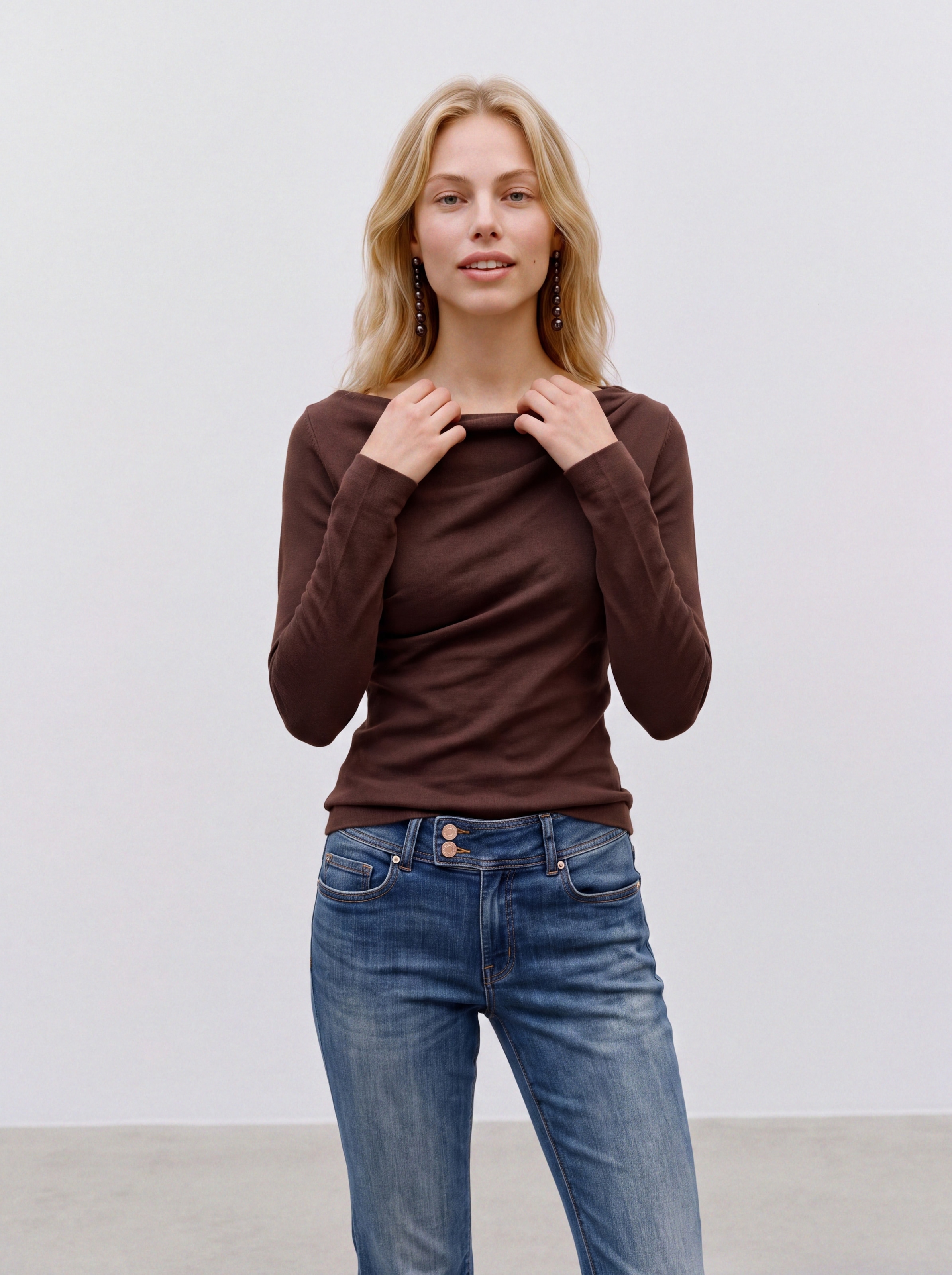 Image of Vero Moda Strickpullover "VMSOFINE KNIT LS BOATNECK PULLOVER NOOS" Materialmix, regular fit