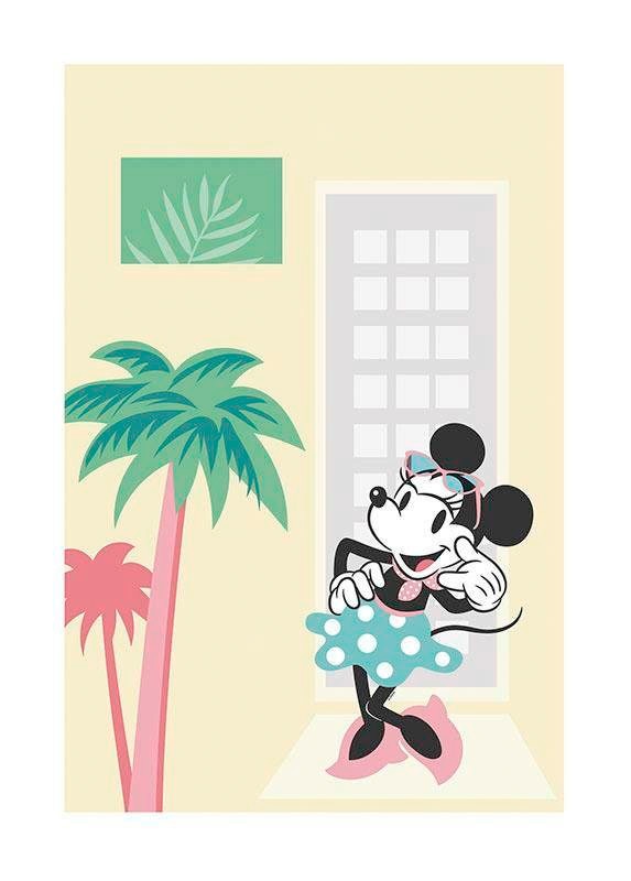 Image of Komar Bild "Minnie Mouse Palms" Disney 1 Stk. tlg. Wandbild zur Dekoration im Kinderzimmer - ohne Rahmen