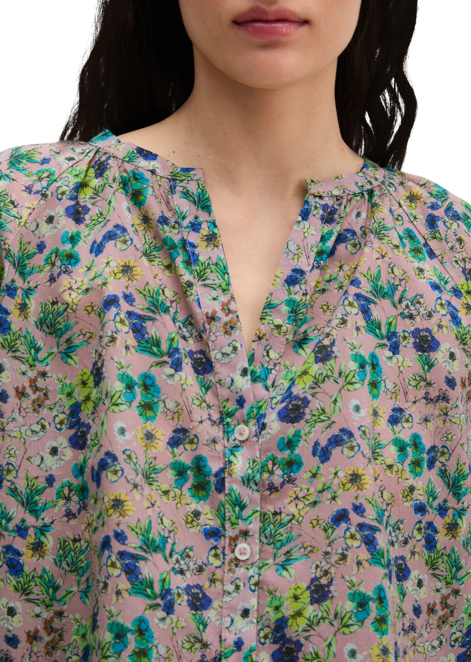 Marc O'Polo Blouse à enfiler relaxed aus bedrucktem Baumwoll-Voile, Alloverprint
