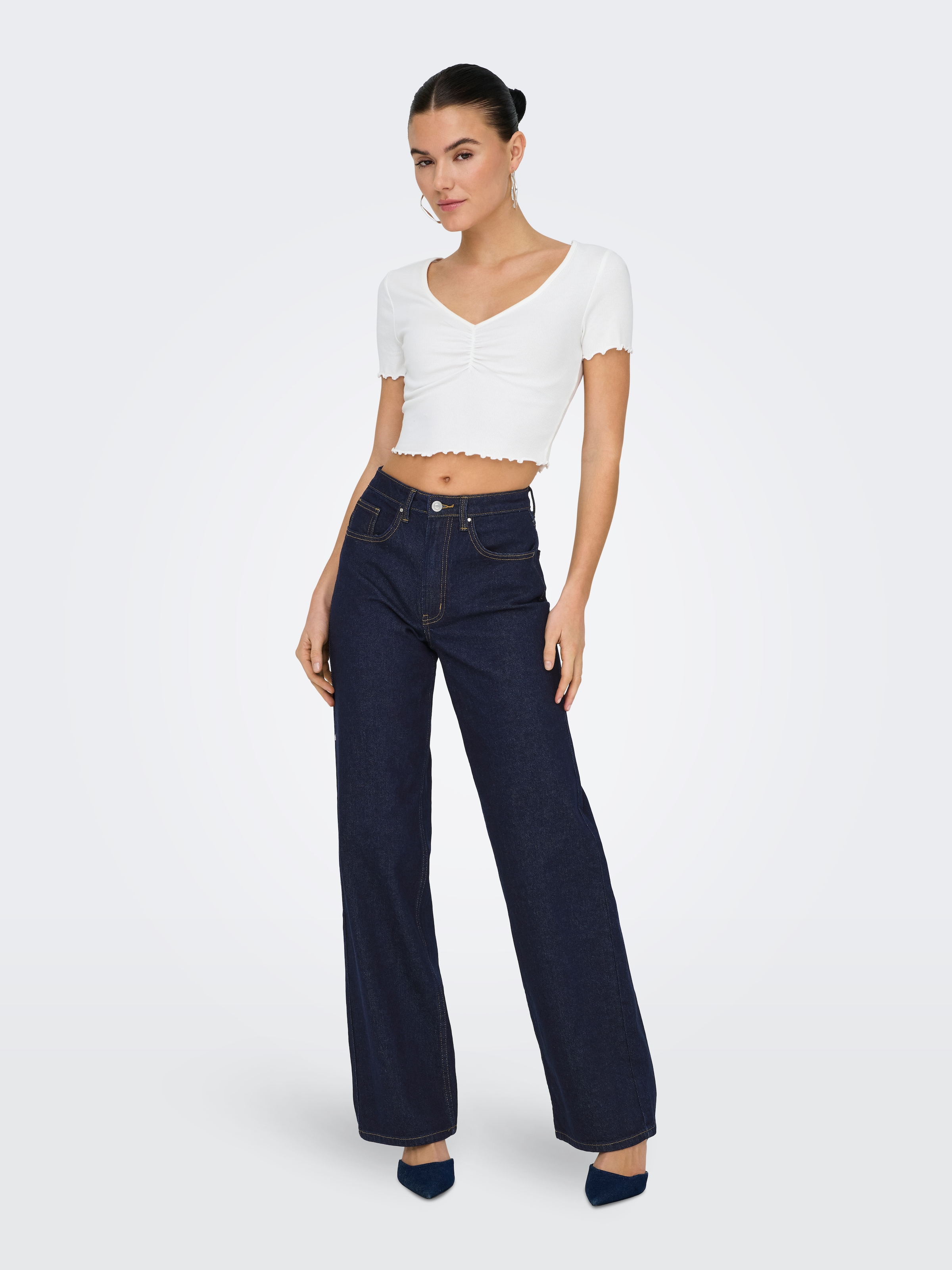 ONLY Jeans taille haute »ONLJUICY HW WIDE RINSE DNM MAS763 NOOS« Baumwollmischung