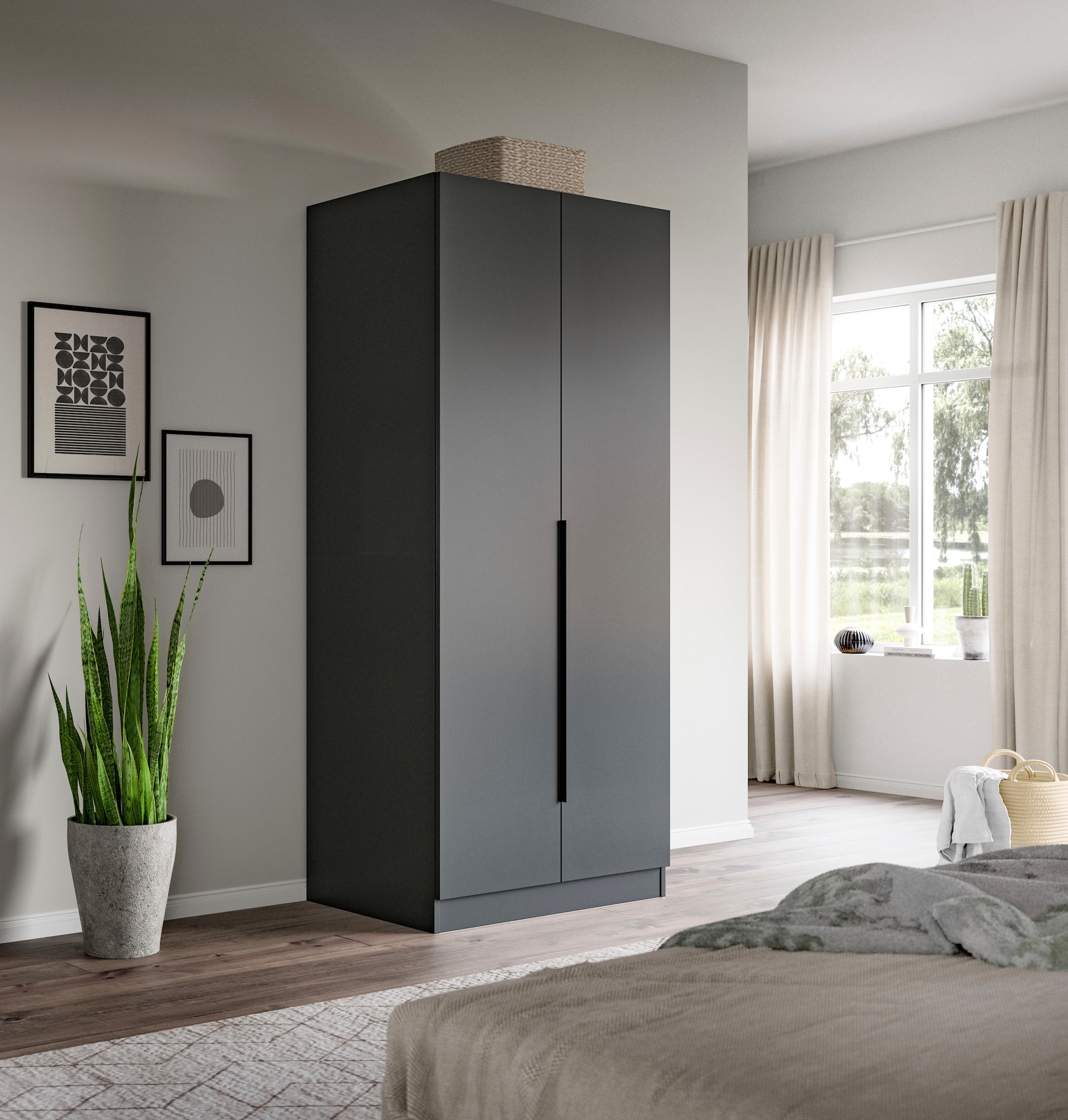 Home affaire Kleiderschrank »Skarde Schlafzimmerschrank, Garderobe, Schrank, Bestseller« Otto Bestseller Garderobe Schlafzimmerschrank, 1 tlg. Breite: 80 cm, anthrazit, Kleiderstange