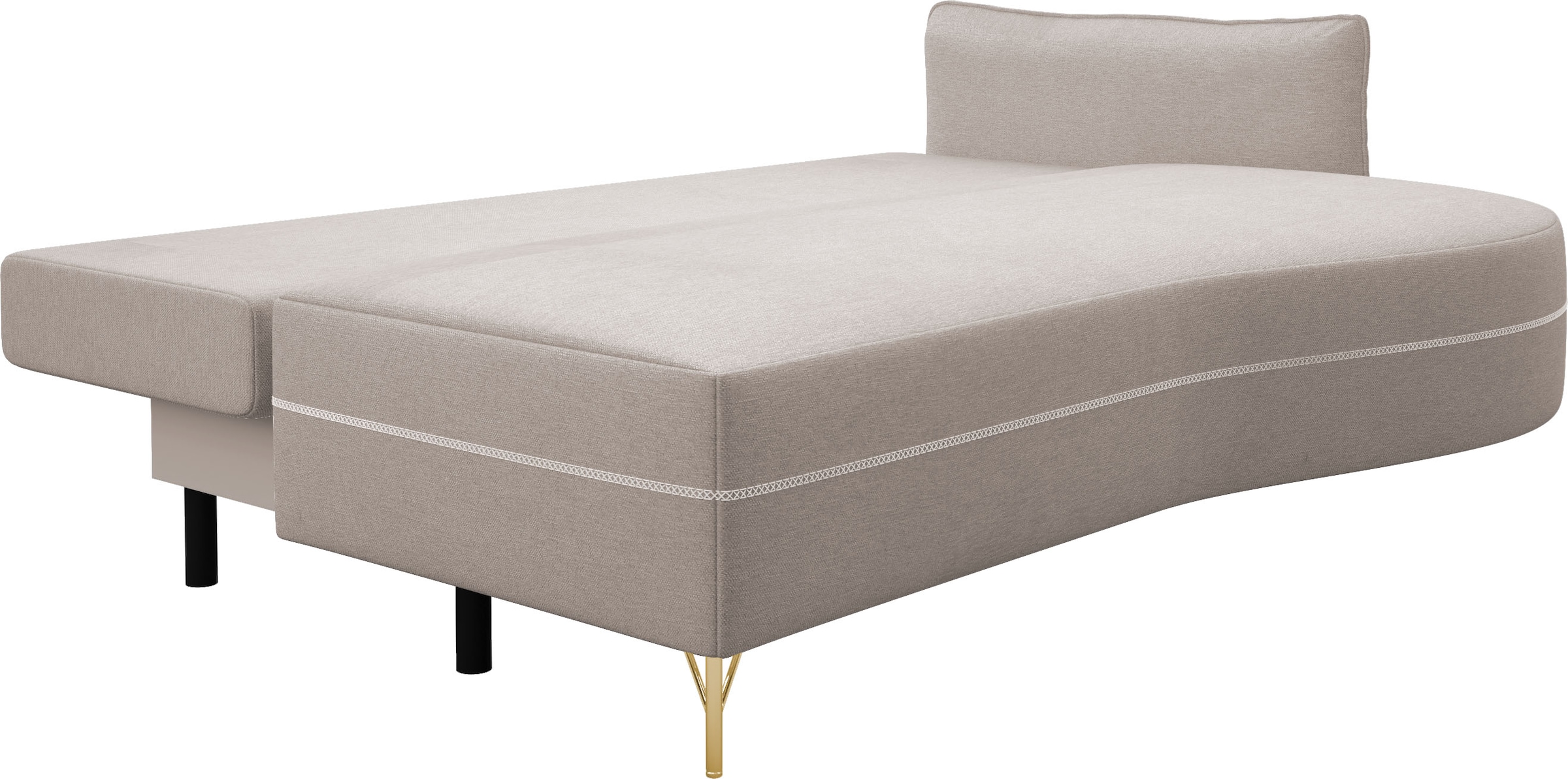 exxpo - sofa fashion Loungesofa »Ortis mit toller Kontrastnaht, Solitärmöbel, bequem, schmale Armlehne«, Schlafsofa mit Bettfunktion und Bettkasten, komfortabler Federkern