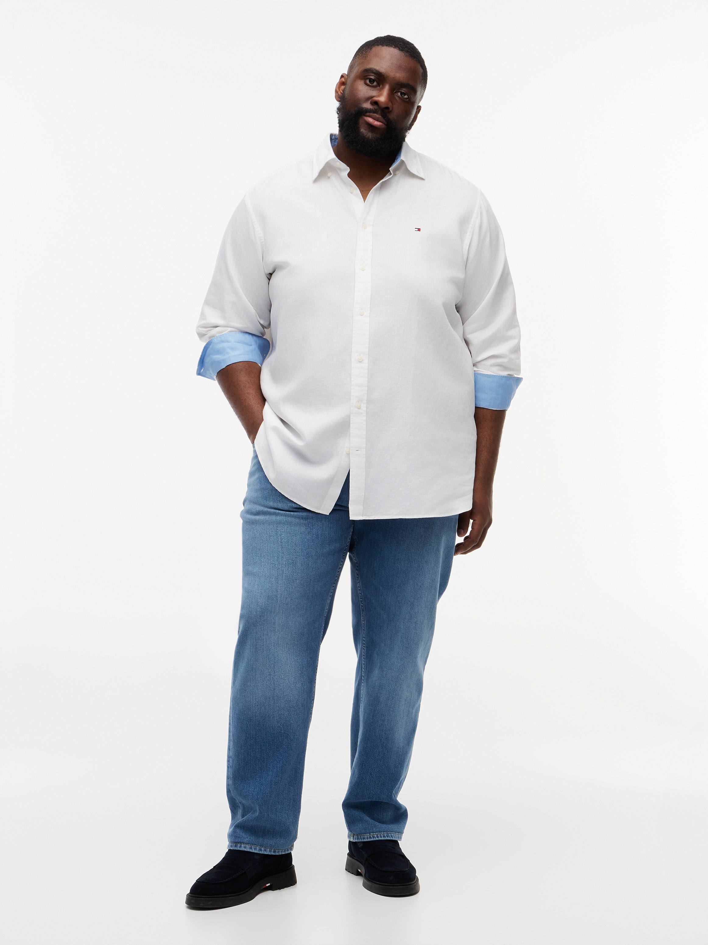 Tommy Hilfiger Big & Tall Chemise à manches longues »BT- LINEN« Grandes tailles Regular Fit mélange lin à col boutonné