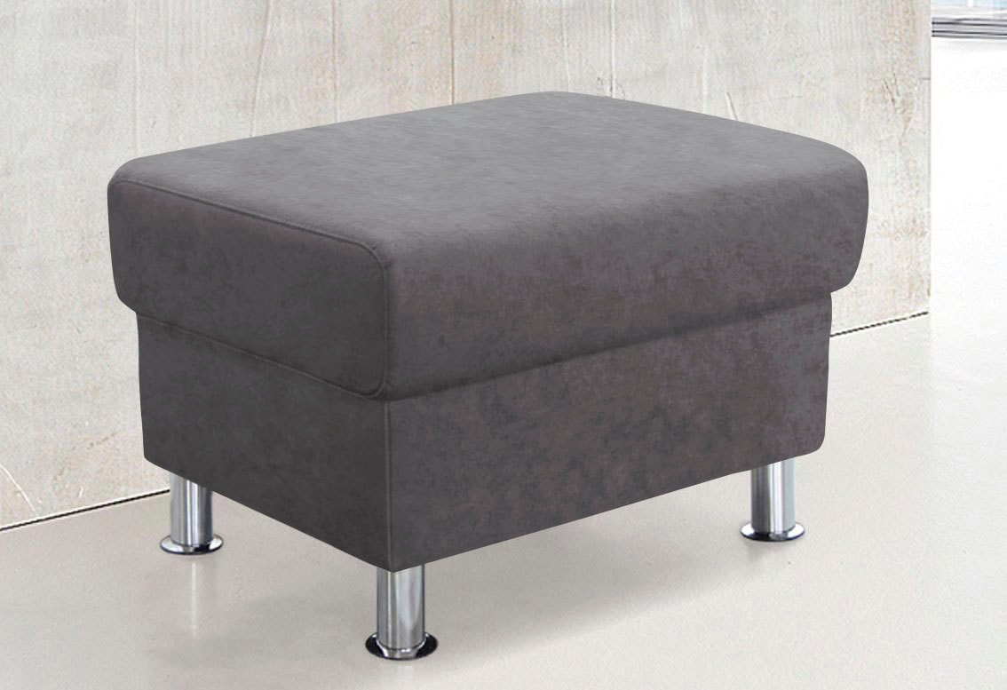 TRENDMANUFAKTUR Hocker »Rondo, Polsterhocker zur Serie, Breite 67 cm, Füsse chromfarben« Fusshocker wahlweise mit Federkern, in verschiedenen Bezügen bestellbar