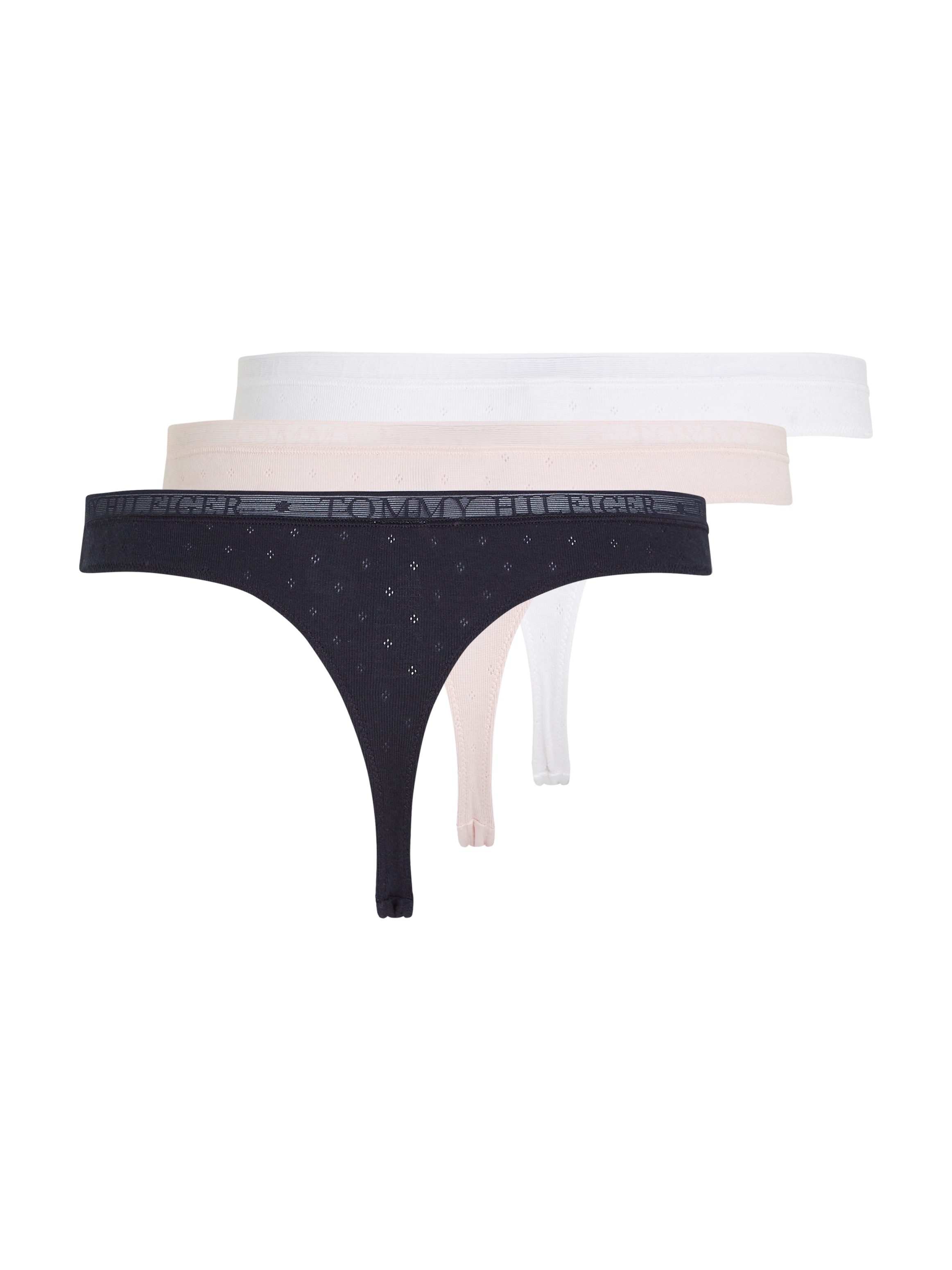 Tommy Hilfiger Underwear String »3P THONG«, (Packung, 3 St., 3er), dezent gemustert, Logoschriftzug