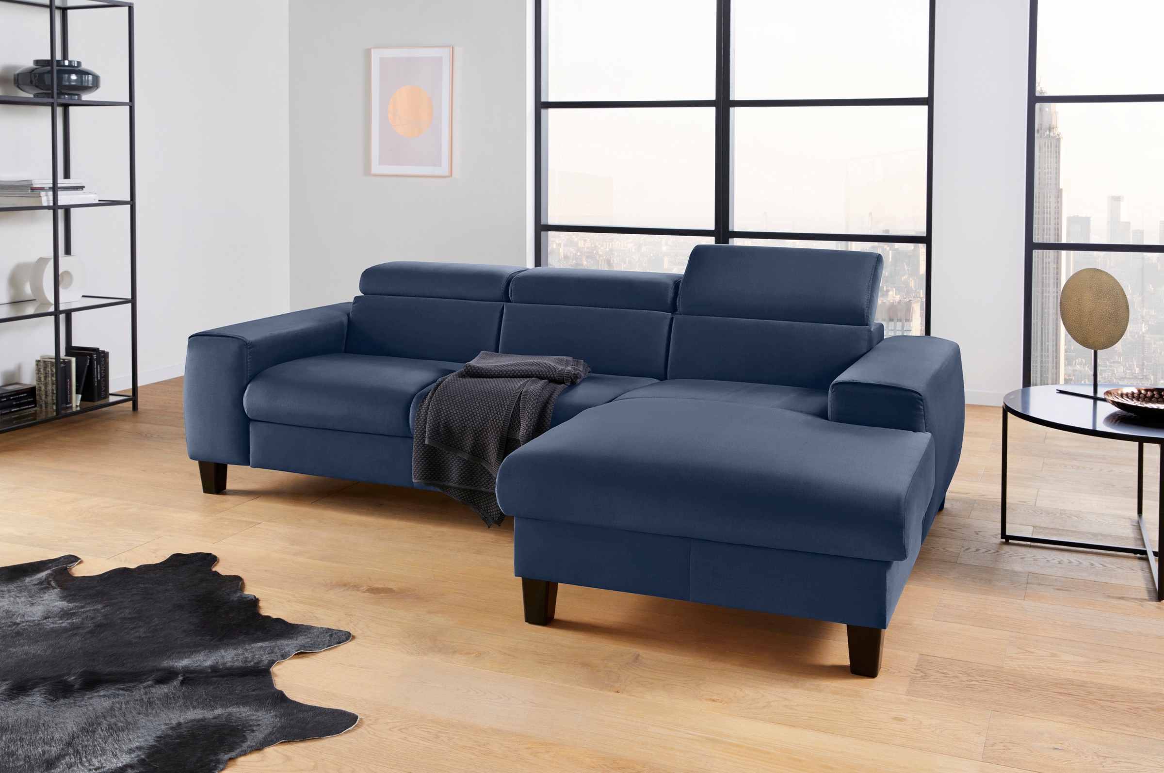 COTTA Polstergarnitur »Morven L-Form«, (Set), Set bestehend aus: Ecksofa mit Kopfteilverstellung & Hocker