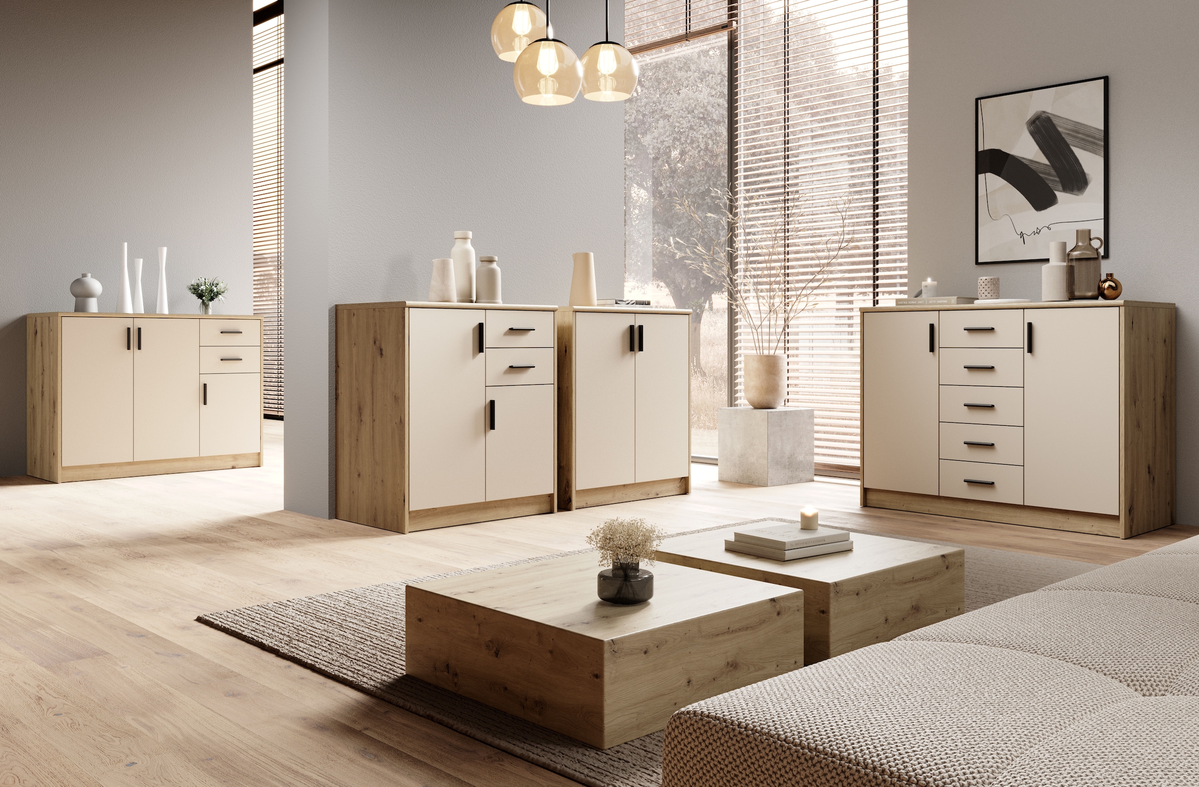 HBZ Sideboard »Nelly Kommode, BxHxT 109x86x50cm« 1 Stk. tlg. Breite 109cm, Einlegeböden verstellbar, foliert