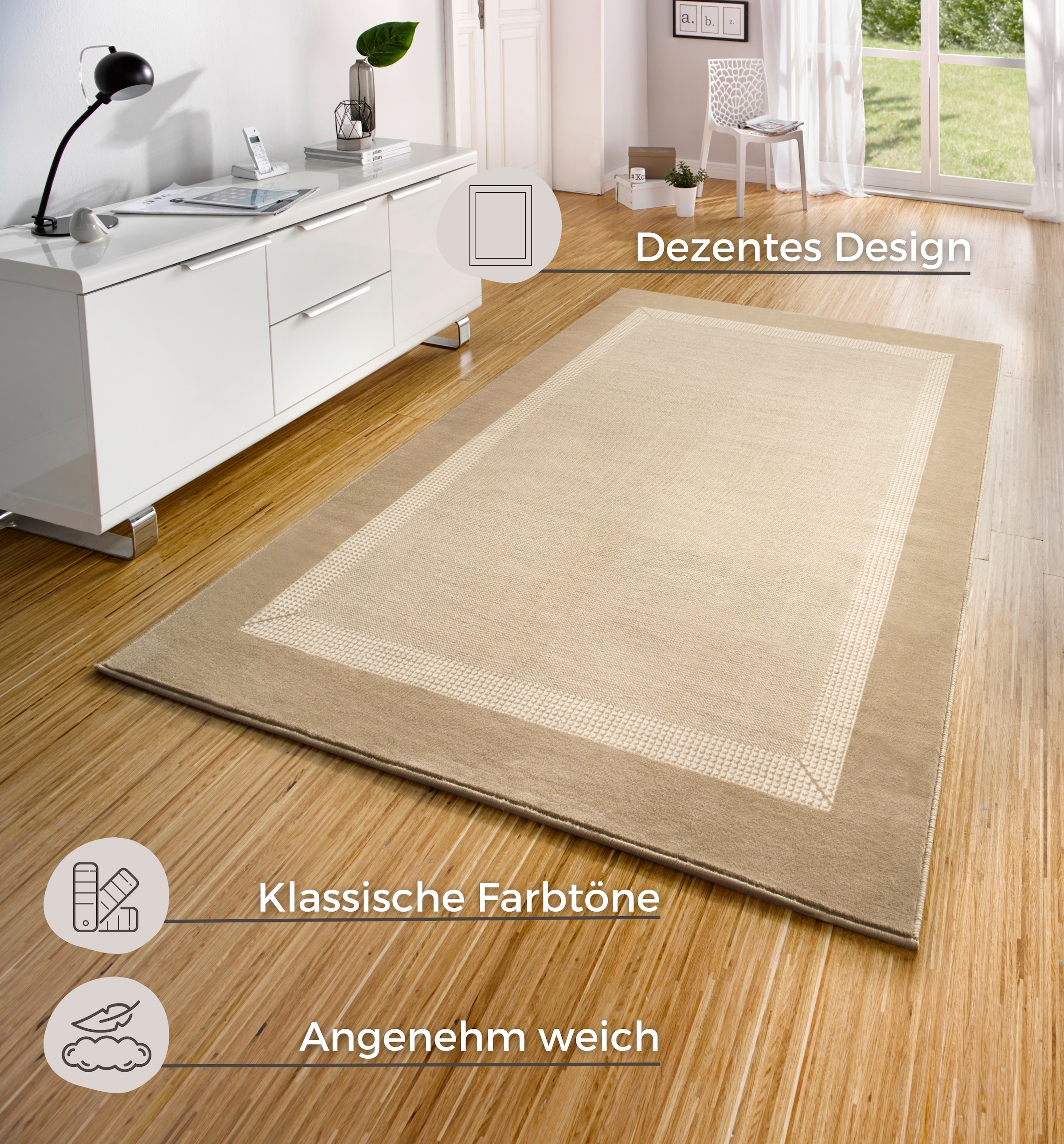 HANSE Home Teppich »Band«, rechteckig, 9 mm Höhe, Kurzflor, weich, Läufer Grössen, Wohnzimmer, Schlafzimmer, Esszimmer