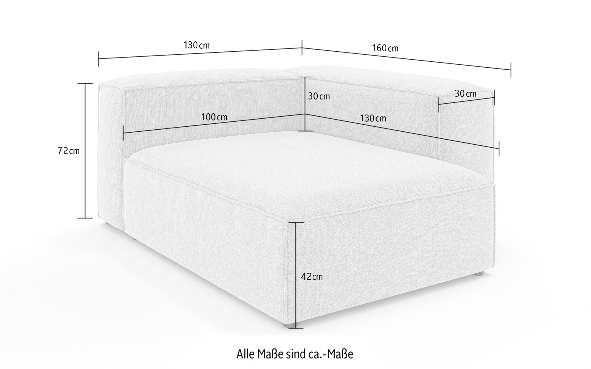 INOSIGN Ottomane »XL HAILY links/rechts bestellbar, extra tief, Masse B/T/H: 130/160/72cm« als Modul oder separat verwendbar, für individuelle Zusammenstellung