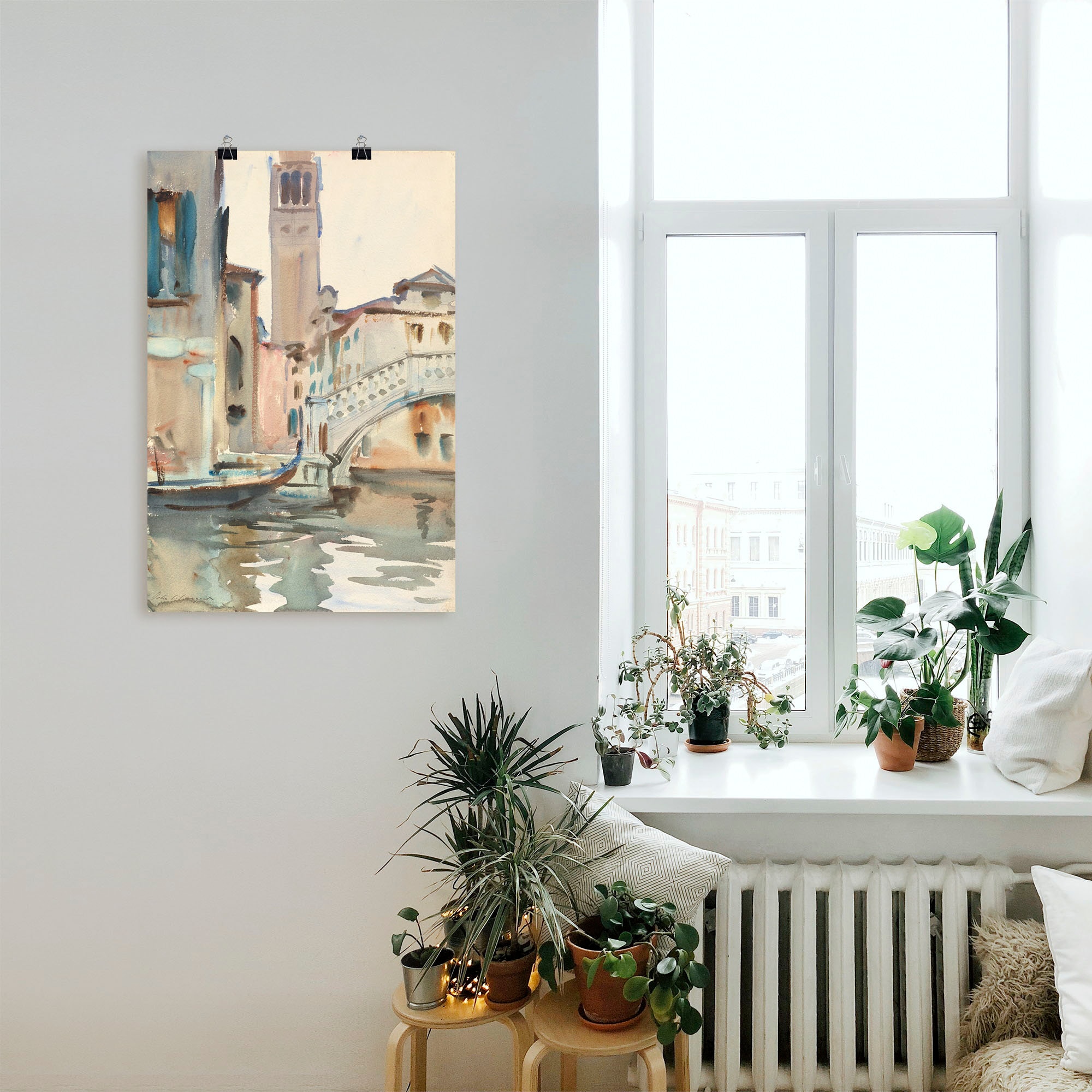 Artland Wandbild »Eine Brücke und Campanile, Venedig.«, Venedig, (1 St.), als Leinwandbild, Poster in verschied. Grössen