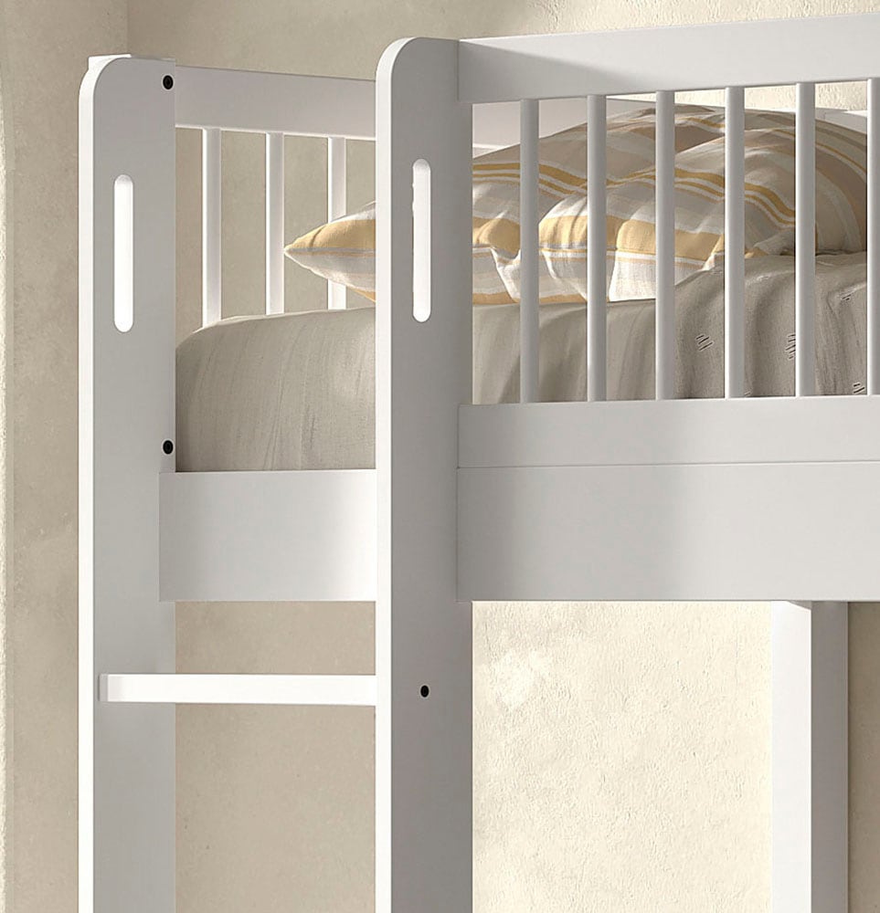 Vipack Etagenbett »Buche massiv weiss, Made in Europe, langlebige Qualität« B/H/T ca. 208x176x98cm, inkl. Leiter, Absturzschutz oben umlaufend,  2 Lattenroste, wahlweise mit oder ohne Bettschublade