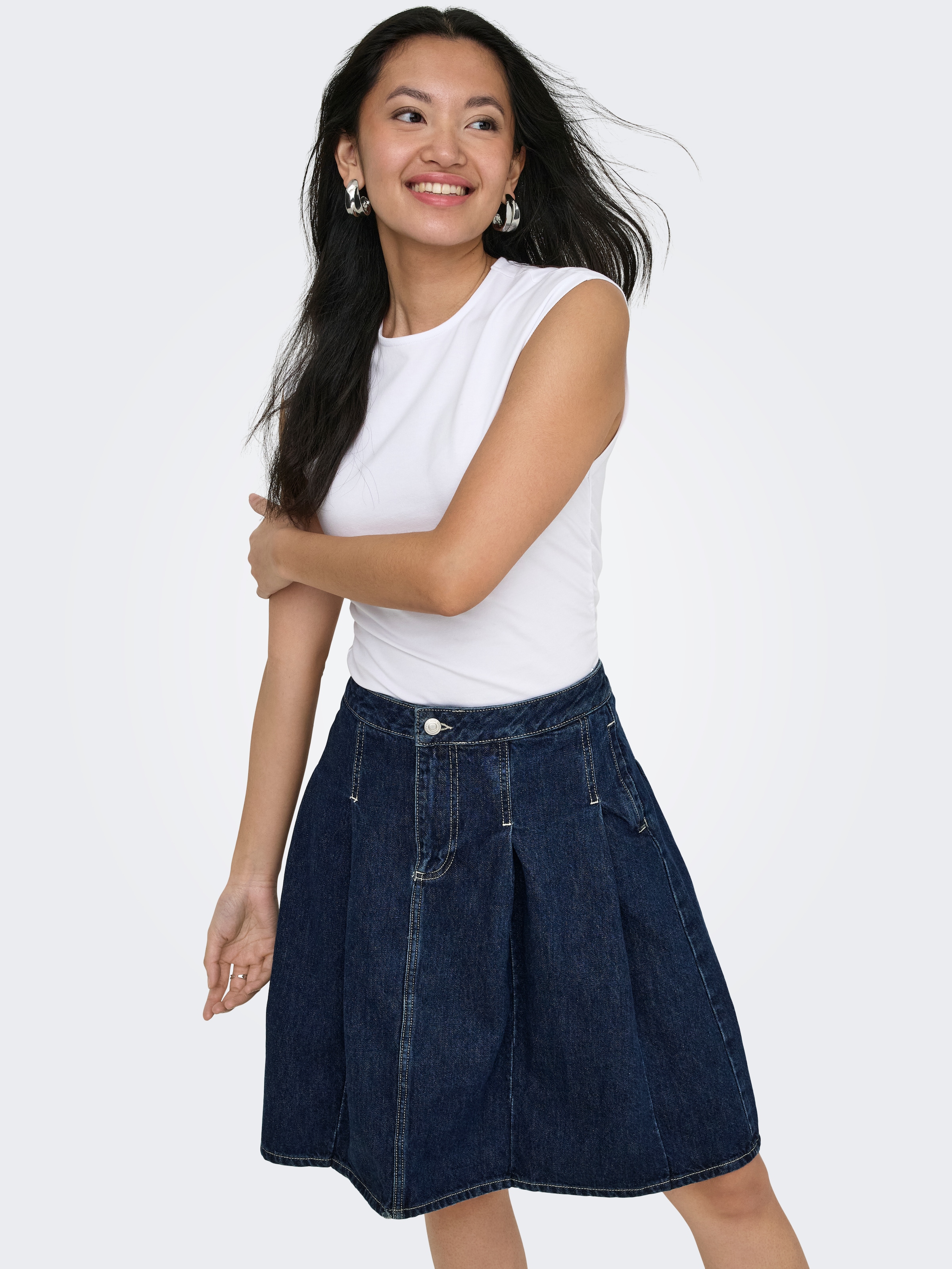 ONLY »ONLMIRA CAPSL RUCHING TOP JRS NOOS« Baumwollmischung, regular fit, Rundhals