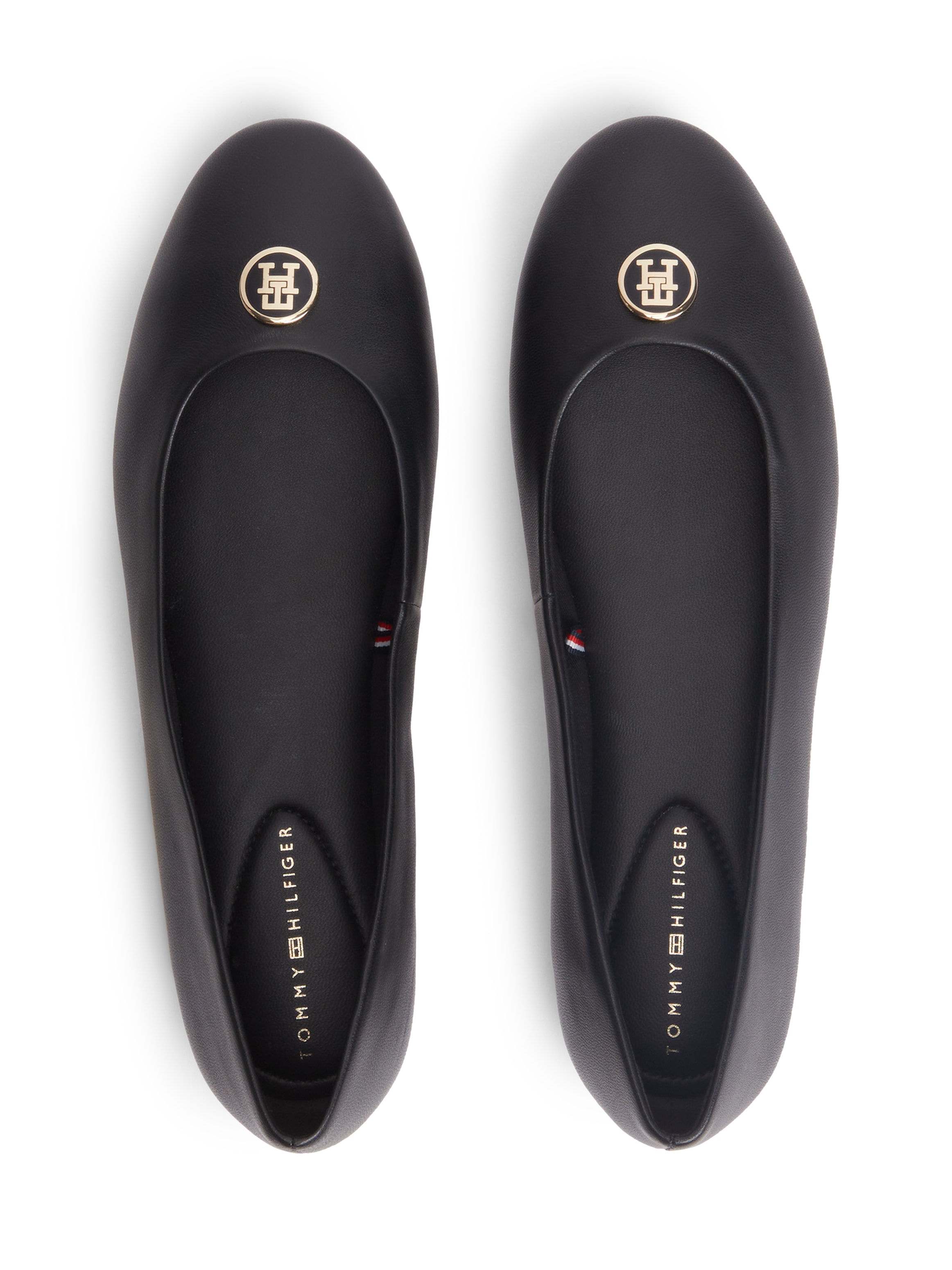 Tommy Hilfiger Ballerina »TH PLATE LEATHER BALLERINA«  Schlupfschuh, Businessschuh mit edlem Schmuckelement - schmale Form