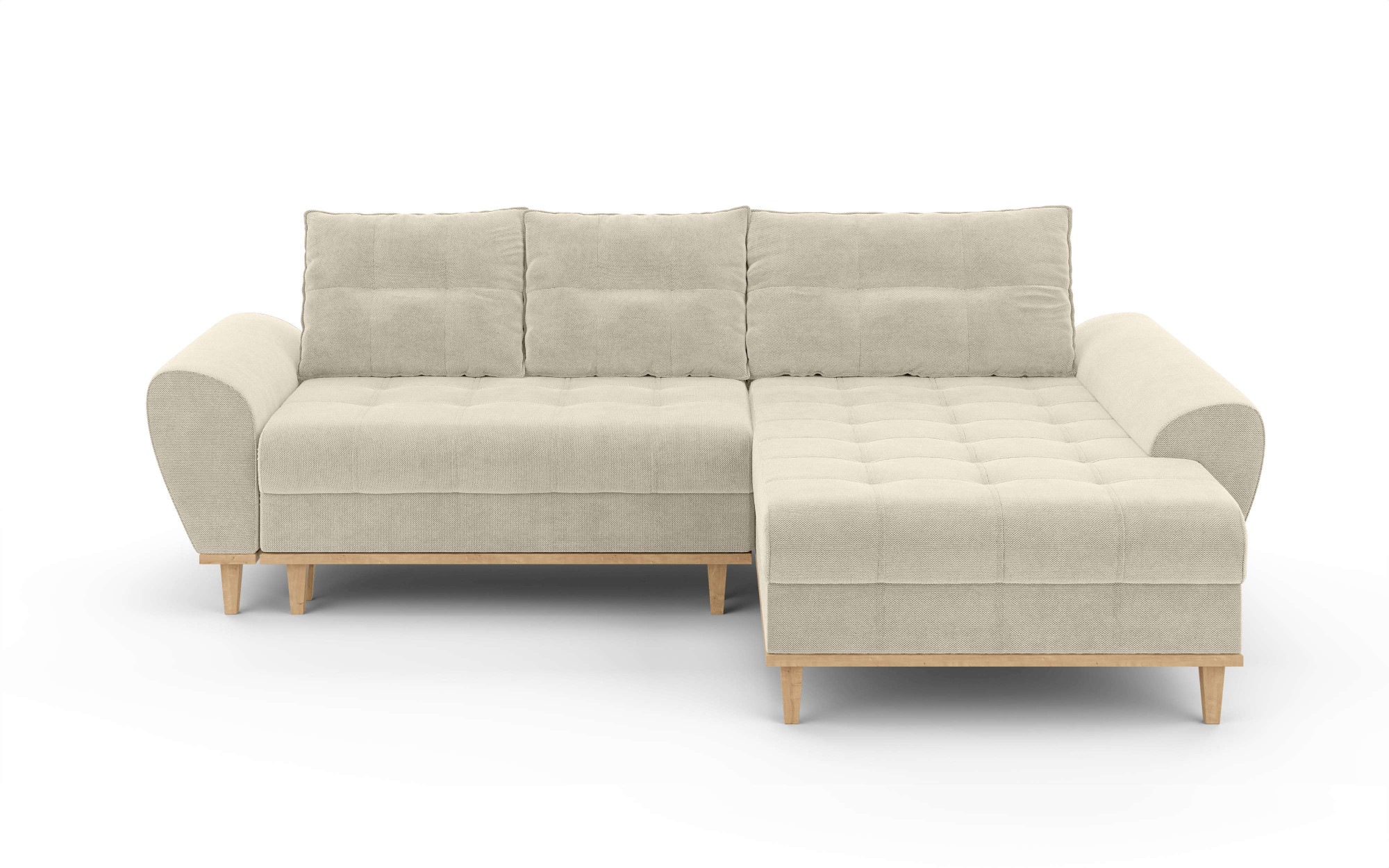 Home affaire Ecksofa »Ahrdorf mit Bettfunktion und Bettkasten, Masse: B/H/T 268/86/175 cm«, L-Form mit 3 Rückenkissen und moderne gerundete Armlehnen