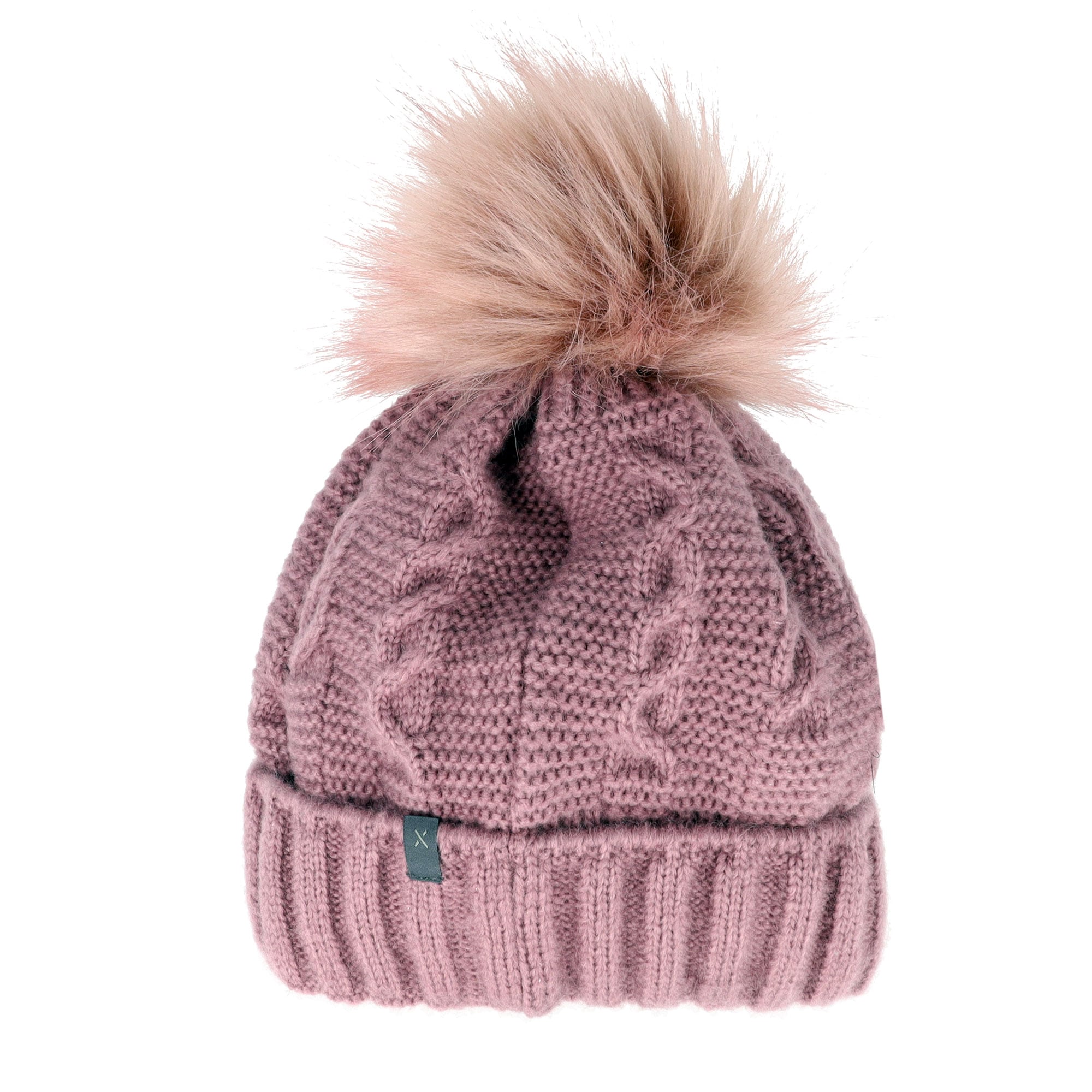 MAXIMO Bonnet tricoté angenehmer Materialmix, gefüttert, Bommel, breiter Umschlag