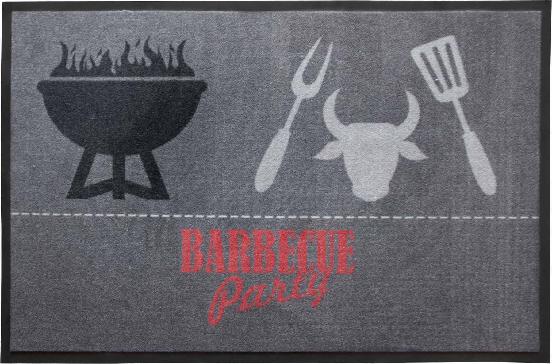 Image of Primaflor-Ideen in Textil Fussmatte »BBQ Grey«, rechteckig, 5 mm Höhe, Schmutzfangmatte, Grillmatte bzw. Grillunterlage ideal als Bodenschutz, mit Spruch, In- und Outdoor geeignet, waschbar bei Ackermann Versand Schweiz