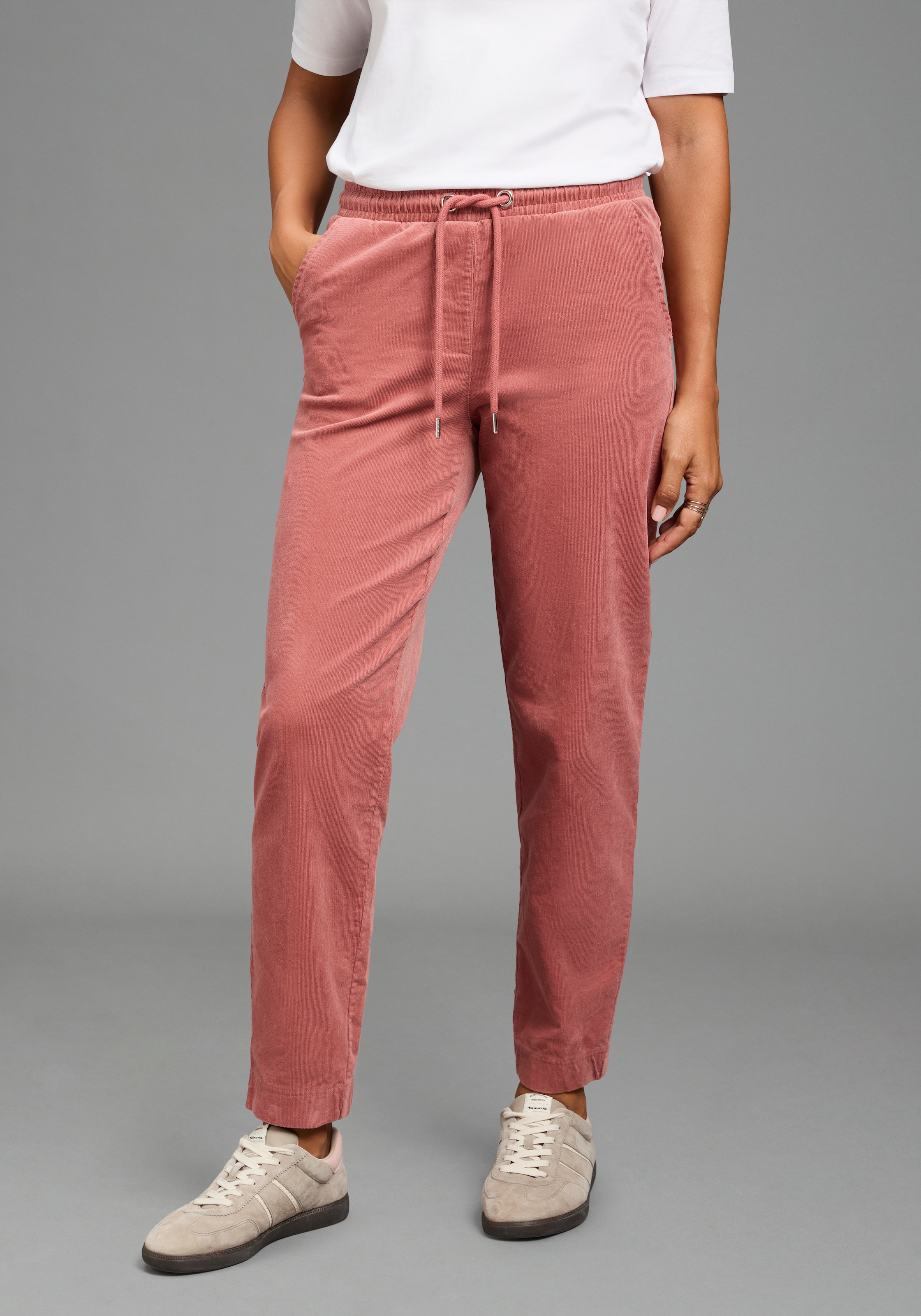 Image of Laura Scott Cordhose gerade Passform, knöchelfreie Länge, weicher Cord im sportiven Look
