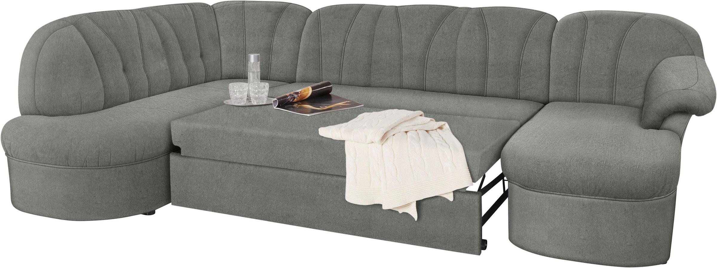 DOMO collection Wohnlandschaft »Pegnitz, zeitlos und modern, mit attraktiver Rückensteppung, U-Form«, wahlweise mit Bettfunktion