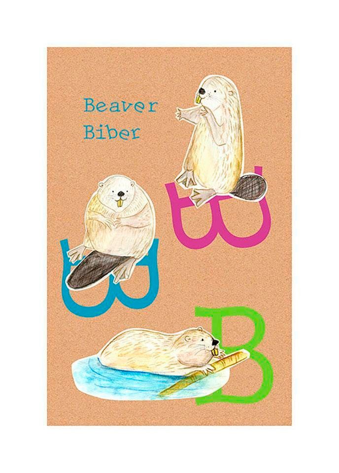 Image of Komar Bild "ABC Animal B" Buchstaben 1 Stk. tlg. Wandbild zur Dekoration - ohne Rahmen