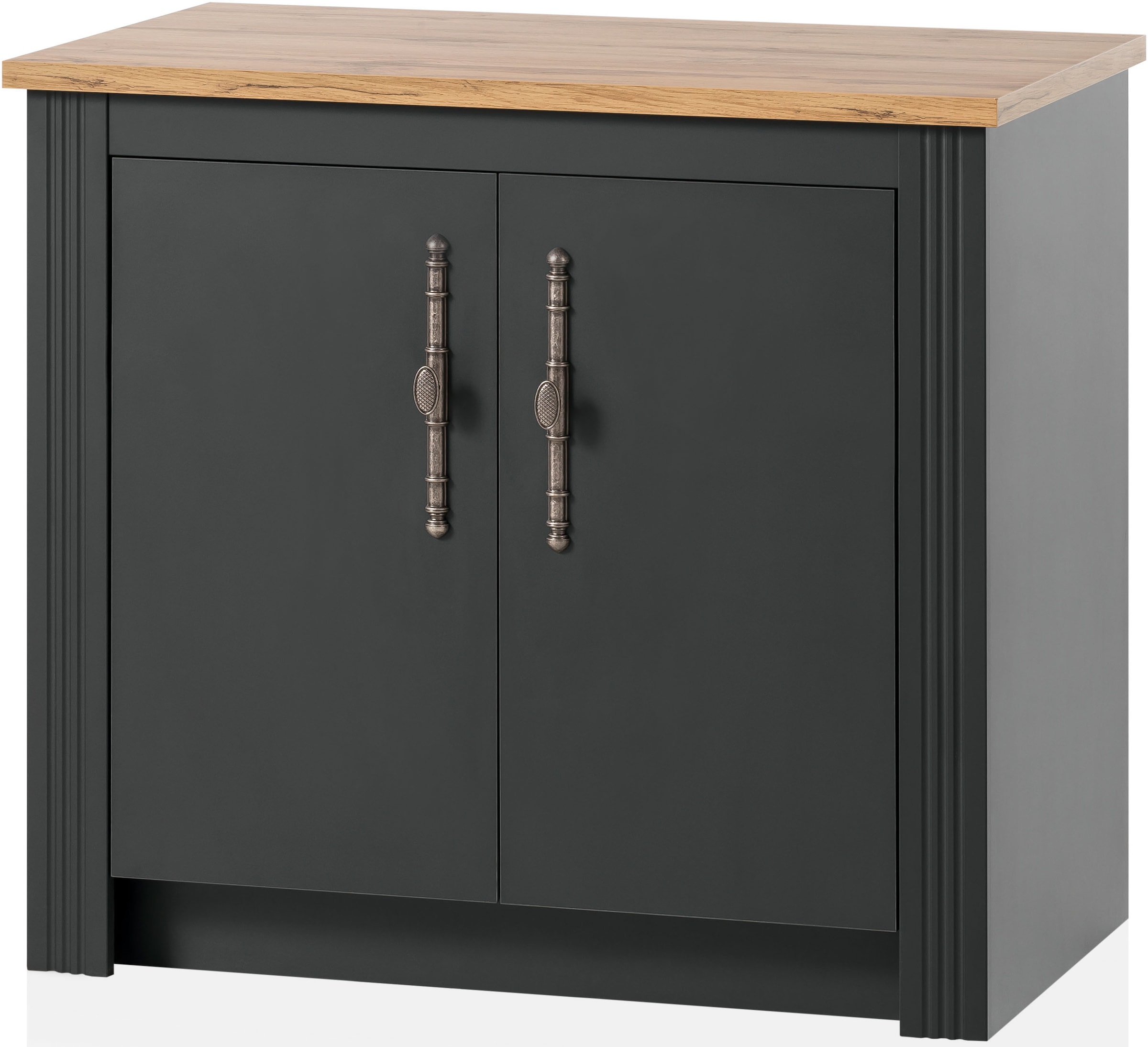 GOODproduct Küchenzeile »KS-Westminster, Pantryküche im Landhaus Stil, hochwertige Metallgriffe« Set,  Breite 164 cm, Kommode, Wandpaneel, Hängeschrank und Herdumbau