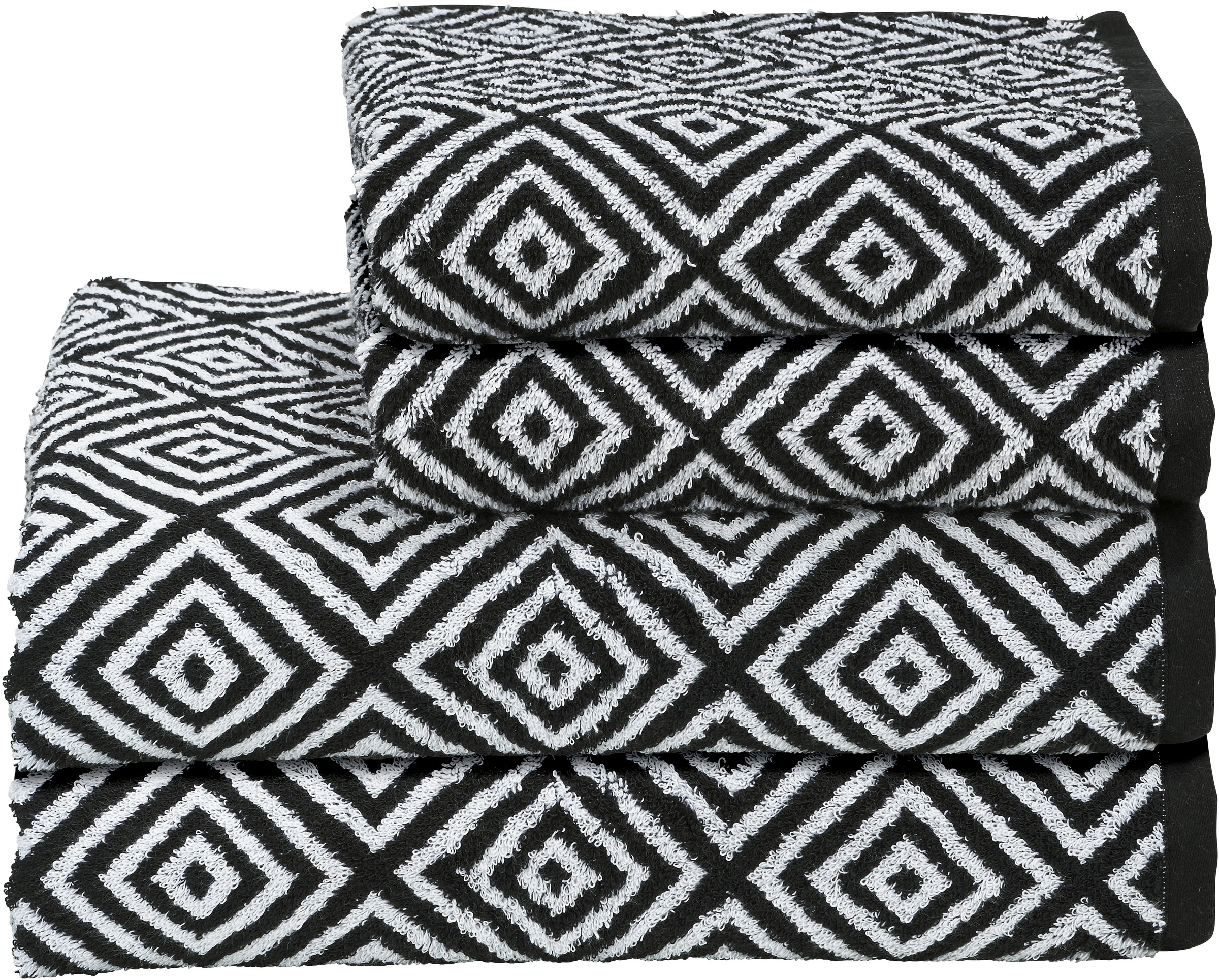 Image of done.® Handtuch Set »Daily Shapes Diamond«, Set, 4 tlg., Jacquard-Walkfrottier, 2x Gästehandtücher & 2x Handtücher, modernes Rautenmuster bei Ackermann Versand Schweiz