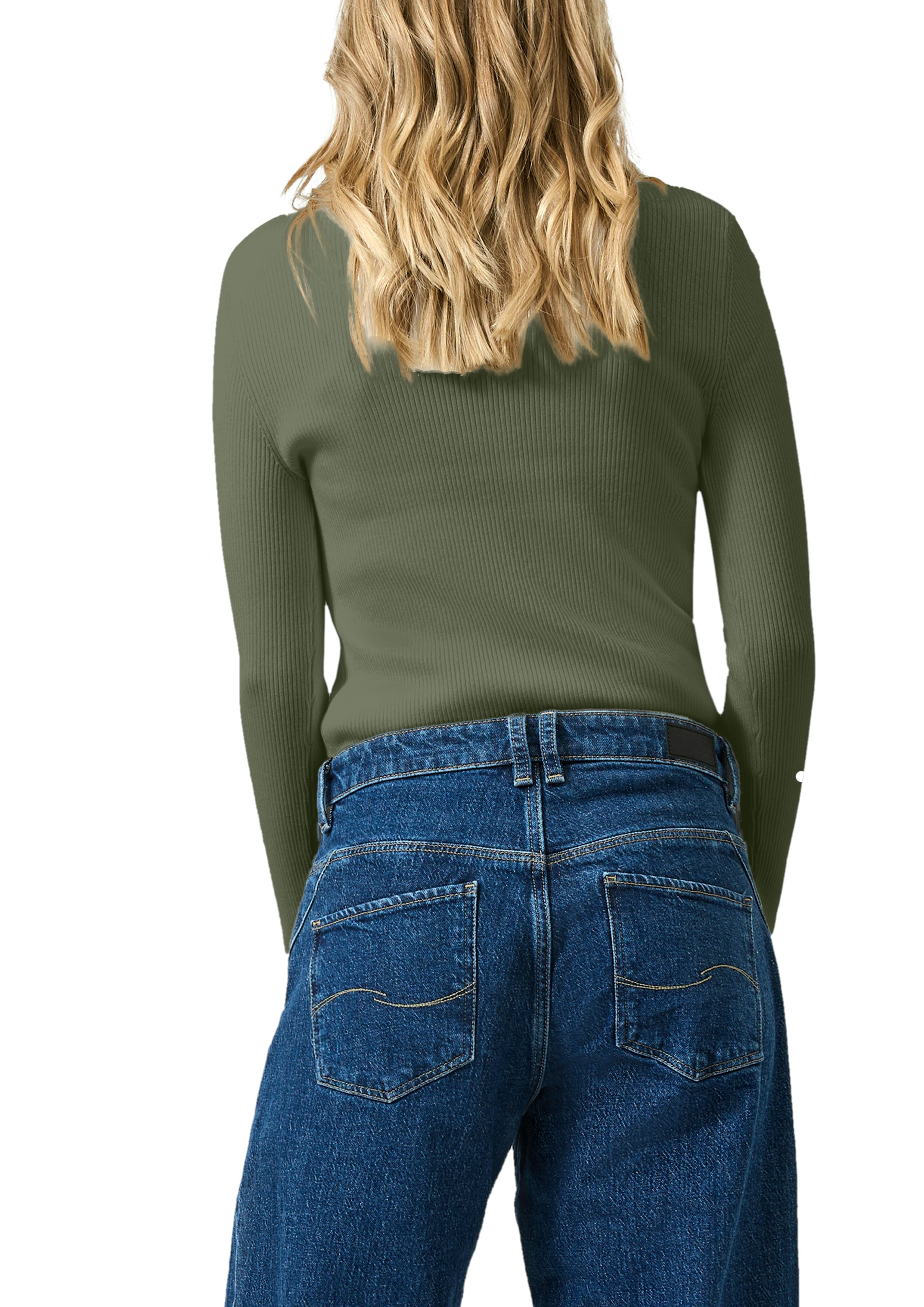 QS Rundhalspullover mit Rundhals und Feinripp, langarm