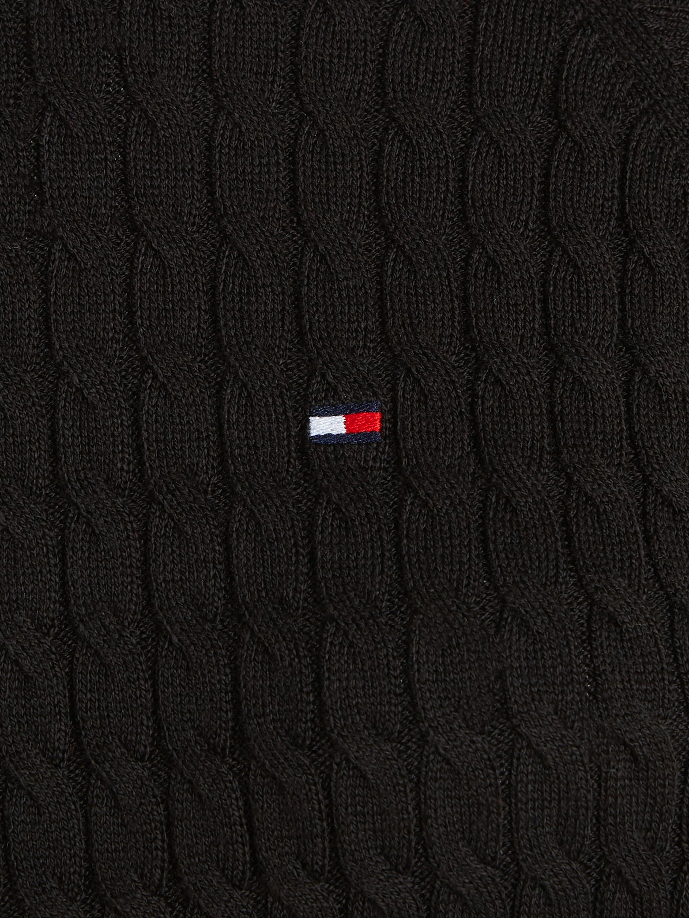 Tommy Hilfiger Rundhalspullover »CO CABLE C-NK SWEATER«, mit Zopfmuster