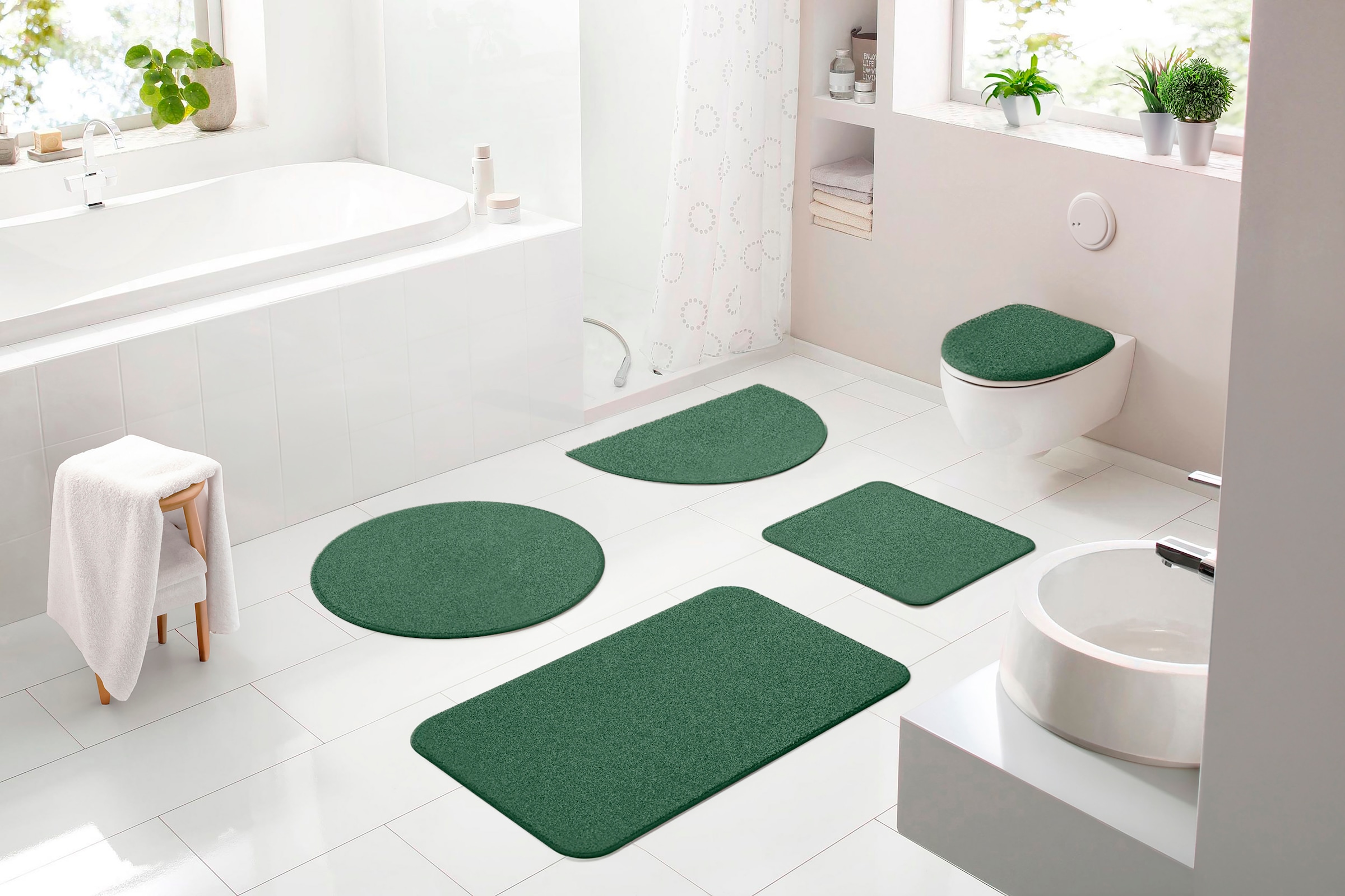 Grund Badematte »Melos, Badvorleger, Badezimmer Teppich, sehr weich«, rutschhemmend beschichtet, fussbodenheizungsgeeignet, melierte Optik, sehr weicher Flor, Melange-Effekt, Made in Europe