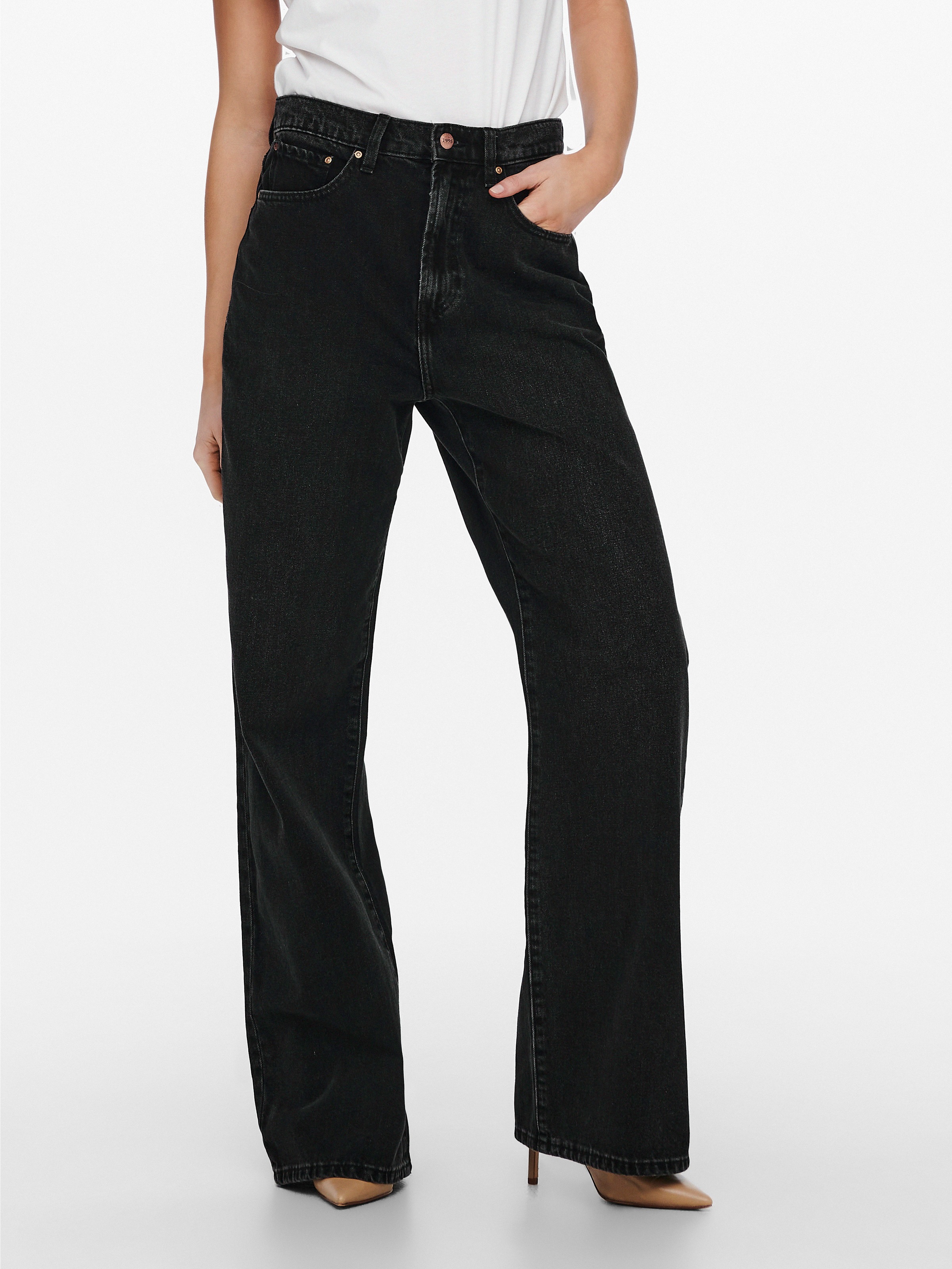 Image of ONLY High-waist-Jeans "ONLHOPE HW WIDE DNM REA129 NOOS" Baumwolle