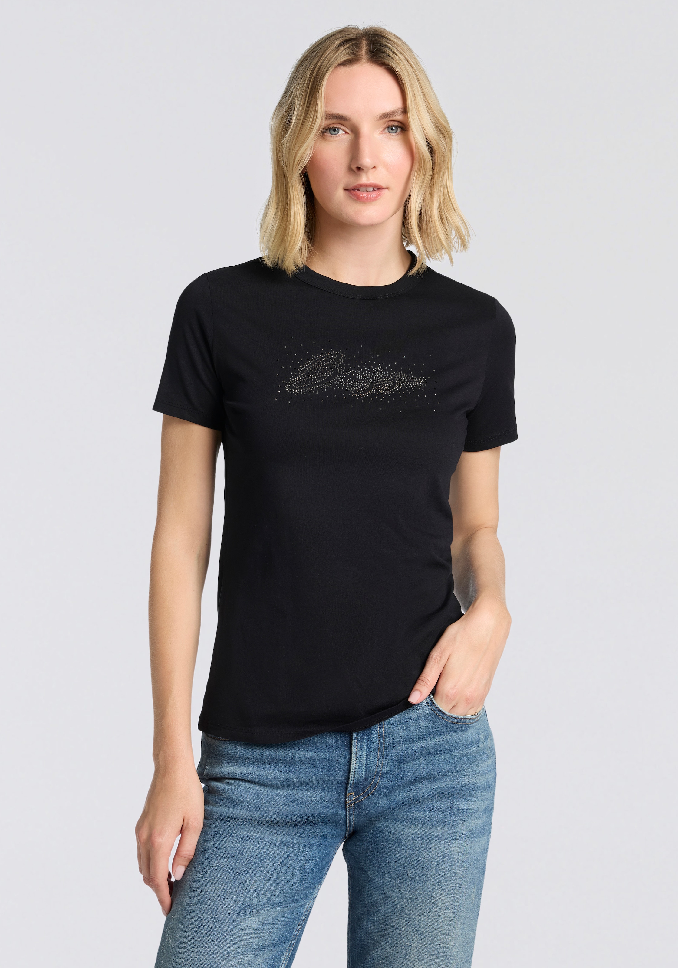 Image of BOSS ORANGE T-Shirt "Elogo Print19 Premium Damenmode" mit Rundhals