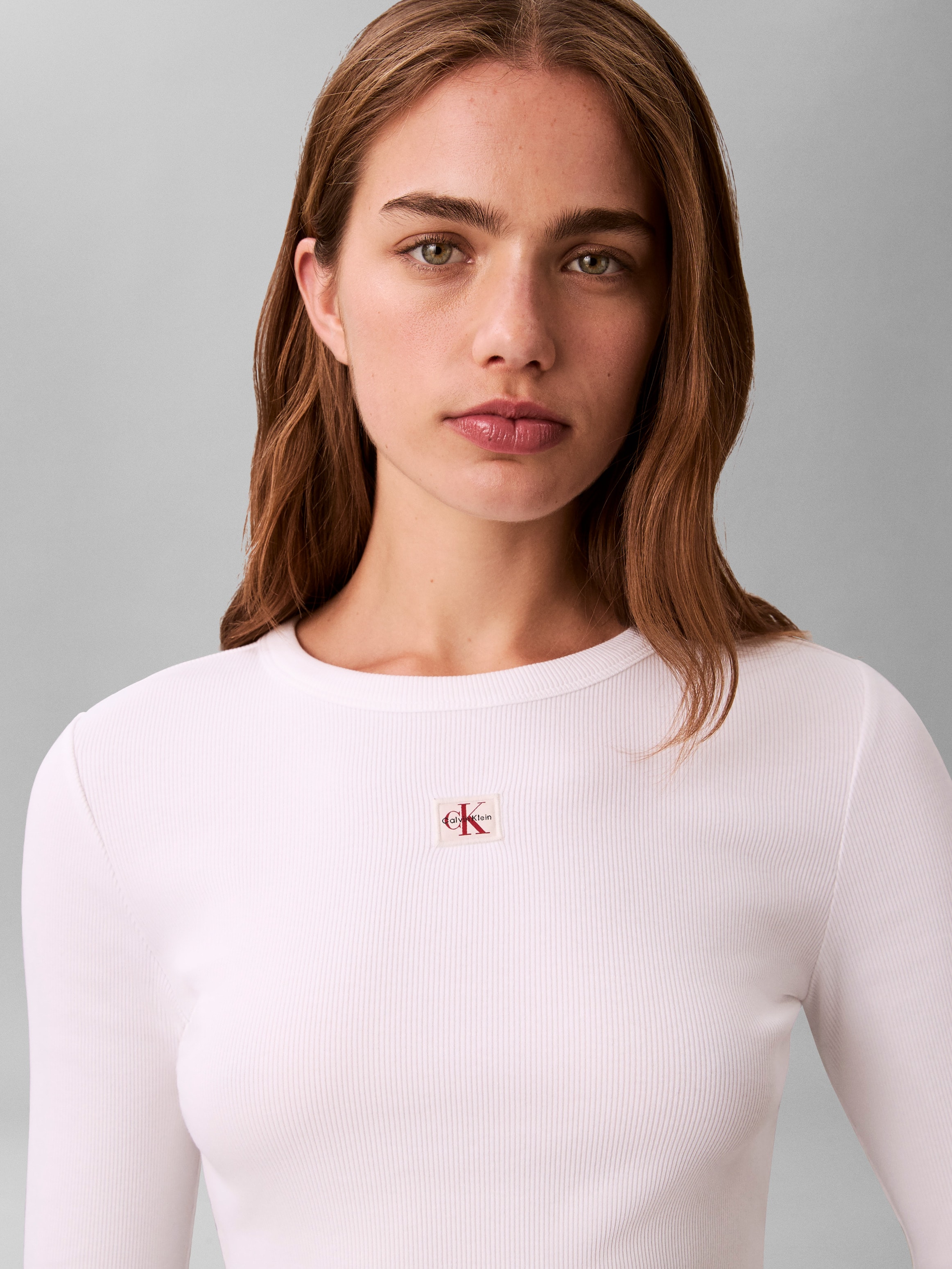 Calvin Klein Jeans Shirttop Figurbetonte Passform mit Rundhalsausschnitt