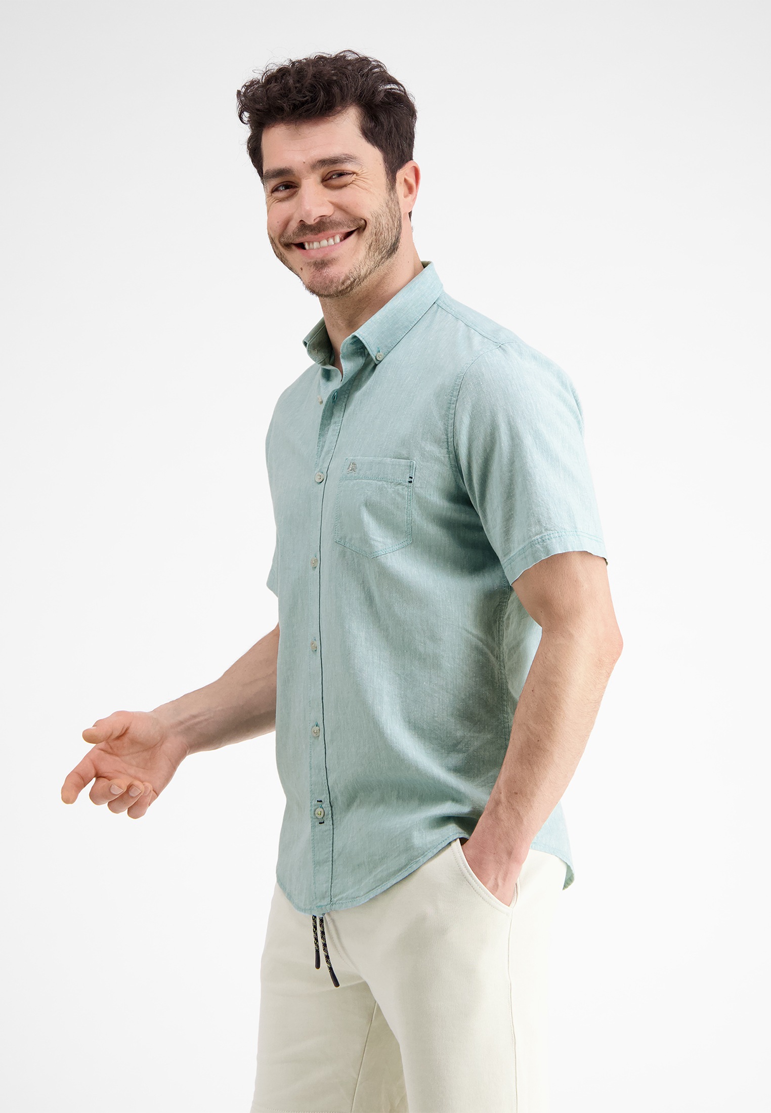 LERROS Kurzarmhemd »LERROS Kurzarmhemd, Baumwoll-Leinen-Mix«